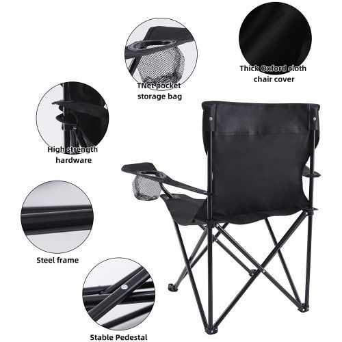 Designer × Homemade YSSOA Portable Folding Black Camping Chair, Large Size US L / EU 52-54 / 3 - 6 Thumbnail