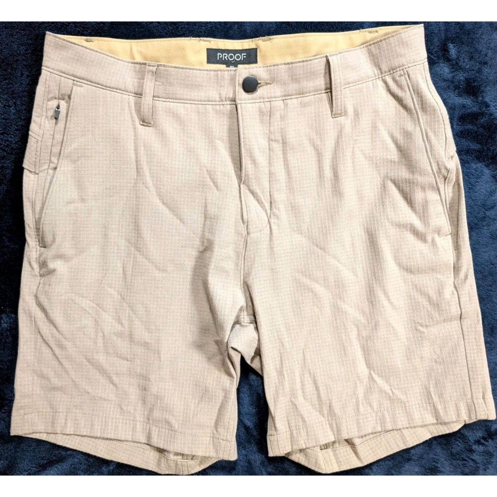 Vintage Proof Chino Shorts Beige Men's 32 Hiking Pockets Flat Front Outdoor Check Chino Men's Shorts 32 Beige Pocket Slash Pocket Casual Outdoor Proof Size US 32 / EU 48 - 2 Thumbnail