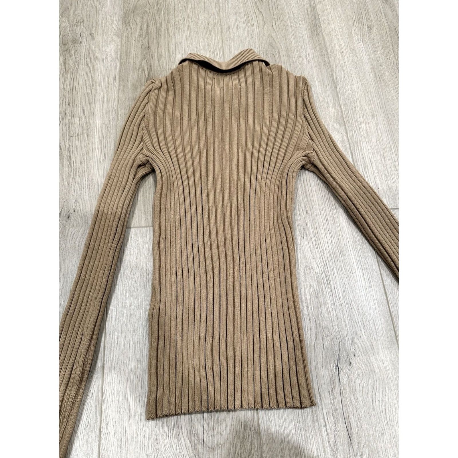 Anine Bing ANINE BING Cardigan Sweater XS Womens Knit Ribbed Collared Cropped Casual Fall Spring Winter Brown Size XS / US 0-2 / IT 36-38 - 7 Thumbnail