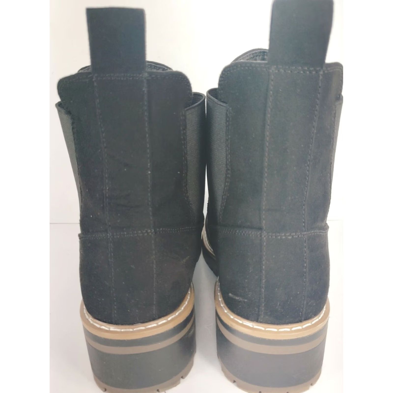 Vintage Kensie Khai Chelsea Boot Booties Women Black 7M Block Heel Leather Faux Suede Microfiber Bootie Size US 7 / IT 37 - 6 Thumbnail