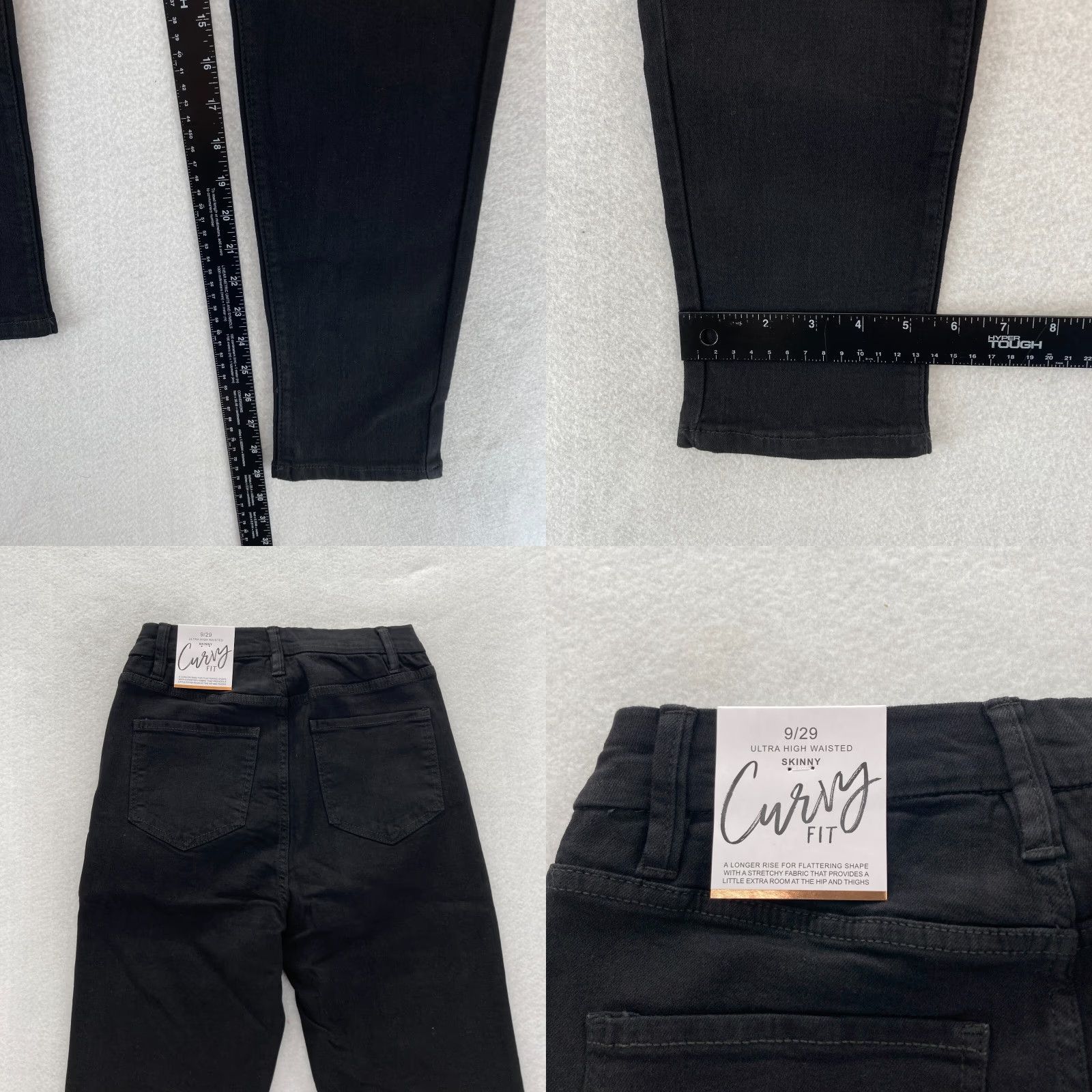 Vintage YMI Jeans Juniors Curvy Skinny Ultra High Waisted Black Stretch Denim 9/29 Slim Rise High Women Jeans Size 30" / US 8 / IT 44 - 8 Thumbnail