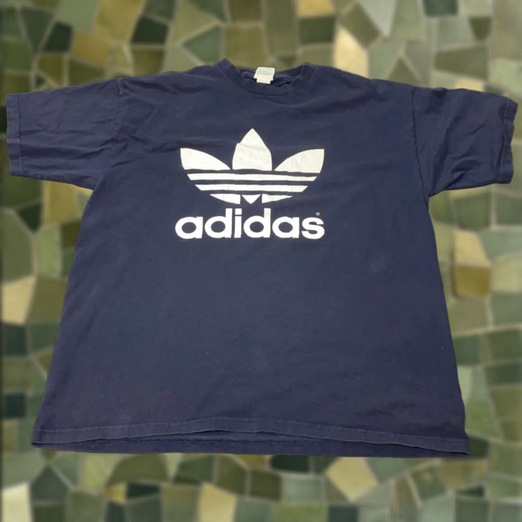 Vintage adidas Trefoil T-Shirt Mens XL Blue Retro 80s 90s Graphic