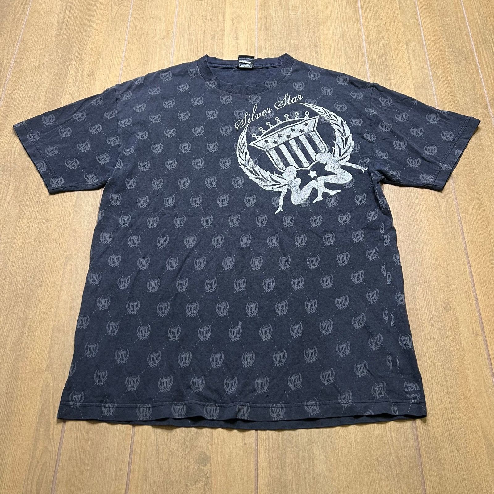 Vintage Y2K Silver Star All Over Print Graphic T-Shirt Men Sz Large Size US L / EU 52-54 / 3 - 1 Thumbnail