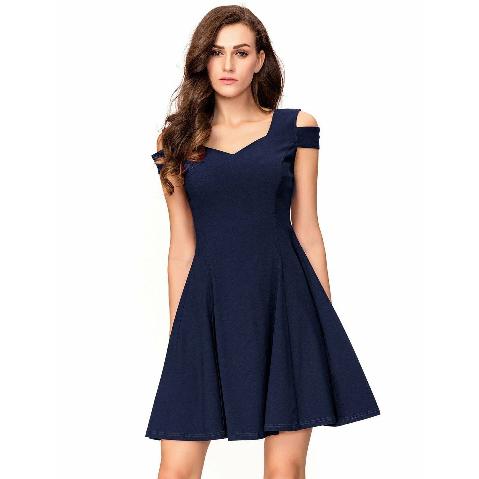 Other InsNova Cold Shoulder Navy Blue Cocktail Party Skater Dress Grailed