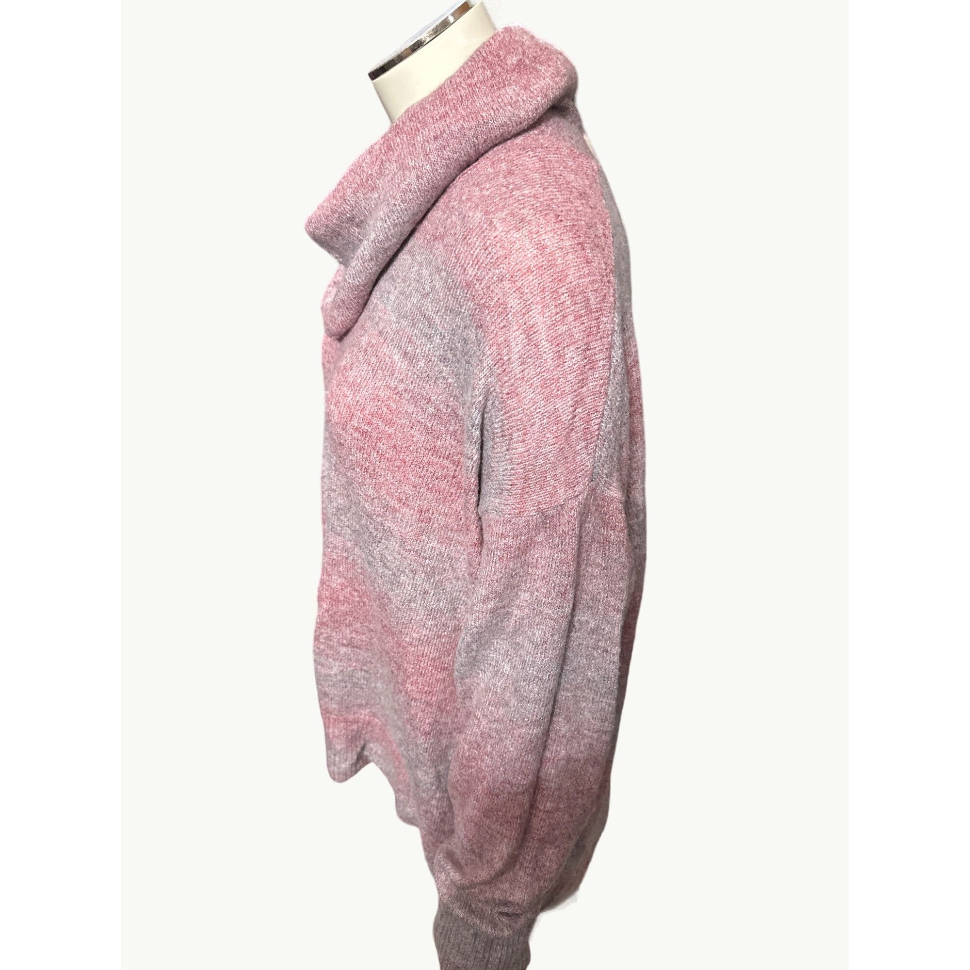 American Eagle Outfitters American Eagle Womens Cowl Neck Sweater Medium Pink & Gray Size M / US 6-8 / IT 42-44 - 4 Thumbnail
