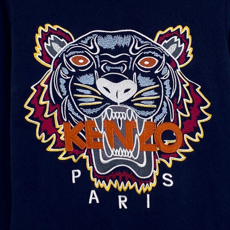 Kenzo KENZO Dark blue tiger head embroidered cotton round neck l Size S / US 4 / IT 40 - 4 Thumbnail