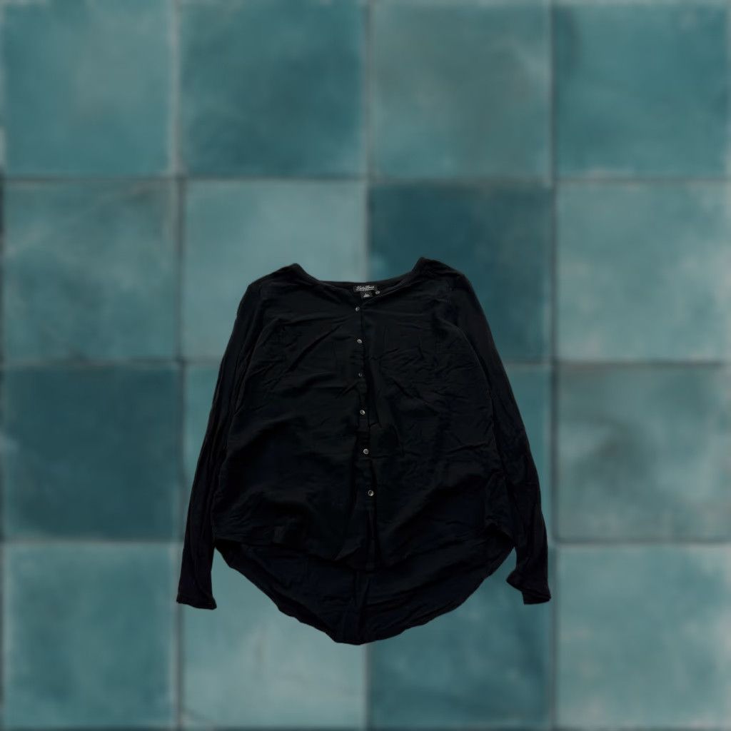 Lucky Brand Lucky Brand Shirt Women's Large Black Button-Front Long Sleeve Two Pocket Tunic Size L / US 10 / IT 46 - 1 Thumbnail