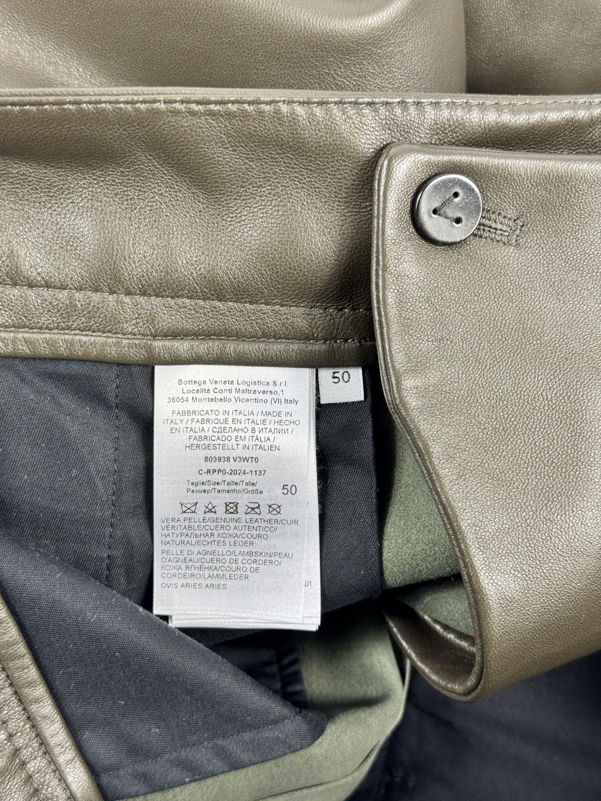 Bottega Veneta KHAKI NAPPA LEATHER PANTS Size US 34 / EU 50 - 8 Thumbnail