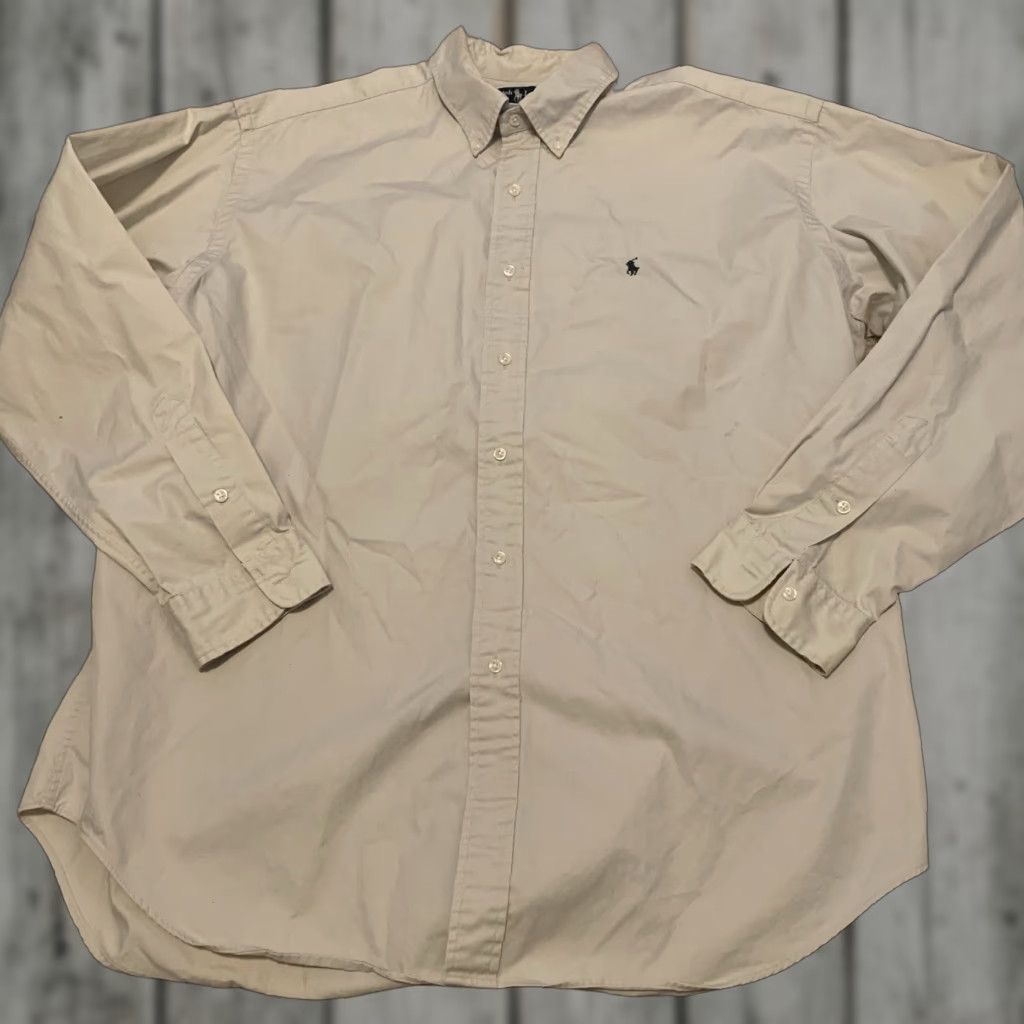 Ralph Lauren Ralph Lauren Shirt Mens XL Blake Long Sleeve Button-Up Beige 100% Cotton Twill Classic N/A Size US XL / EU 56 / 4 - 1 Thumbnail