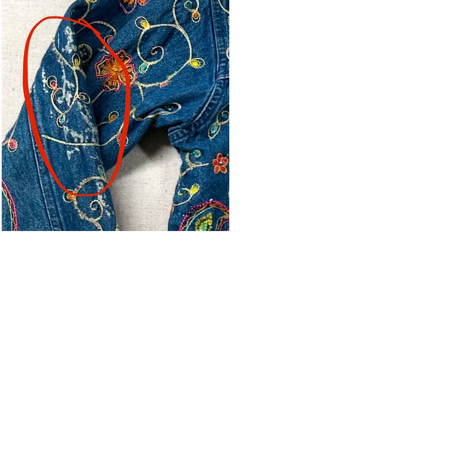 Denime Carrie Allen Womens M Denim Jacket All Over Embroidered Crochet Chain Stitch Blue Size M / US 6-8 / IT 42-44 - 9 Thumbnail