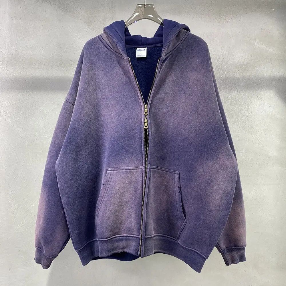 Japanese Brand × Vintage Acid washed faded Zippered Oversized Hoodie Size US M / EU 48-50 / 2 - 1 Thumbnail