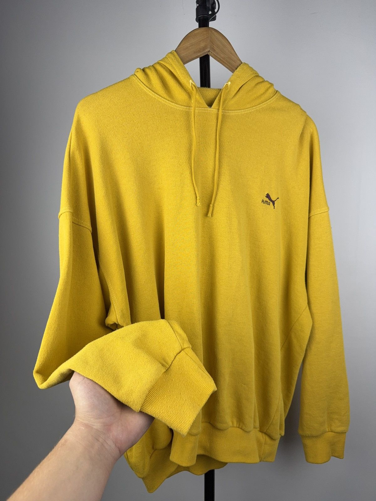 Puma Vintage 90s Yellow Retro Puma Hoodie Boxy Fit Hype Rare Size US L / EU 52-54 / 3 - 5 Thumbnail