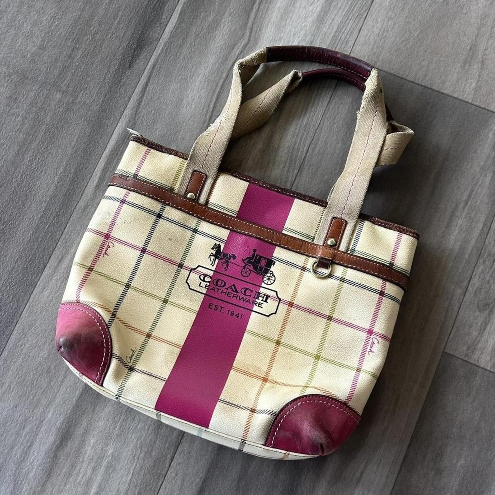 Coach Vintage Coach multicoloured plaid tote bag purse Size ONE SIZE - 1 Thumbnail