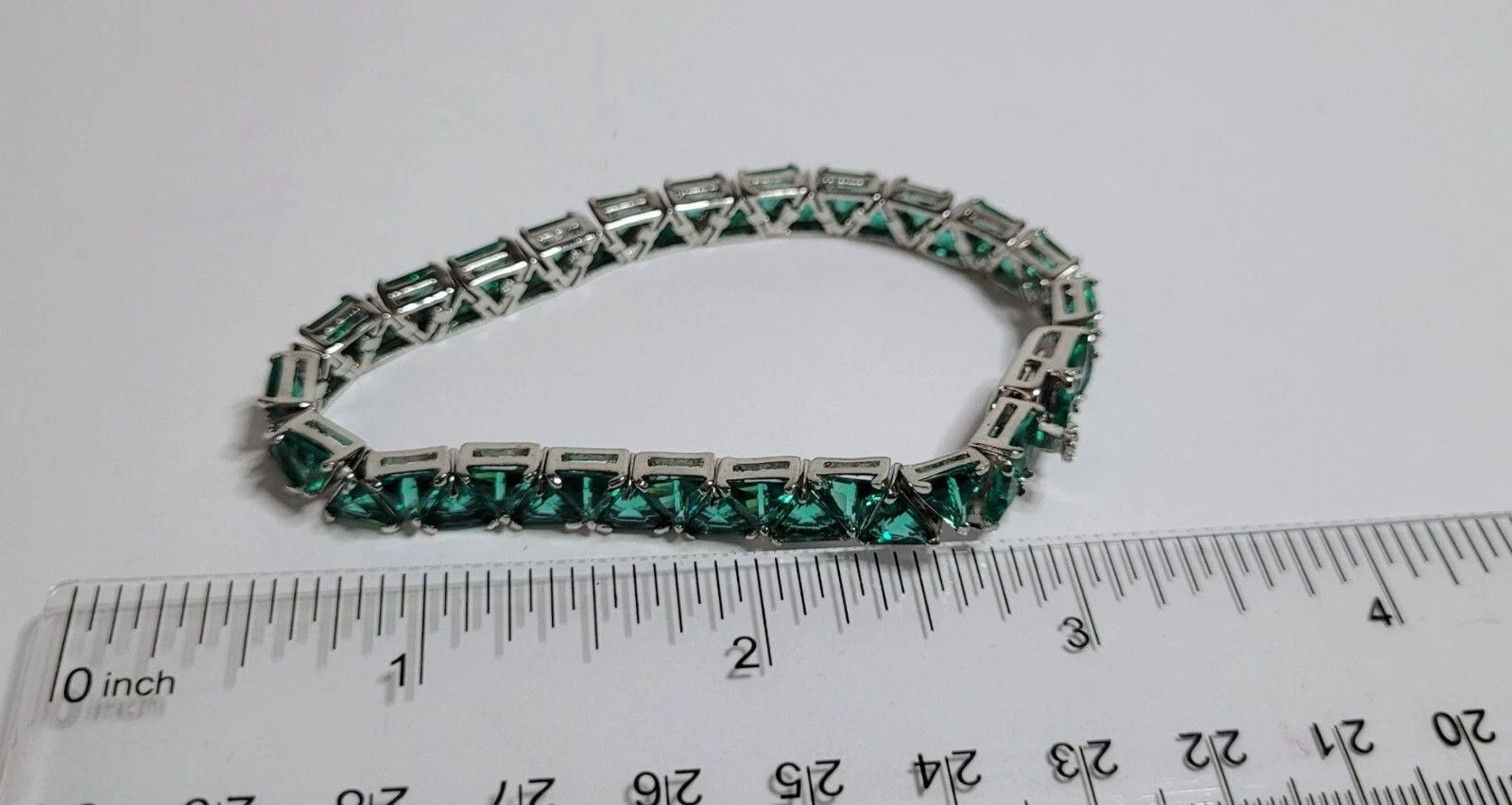 Sterling Silver Sterling Silver Tennis Bracelet 6.5" Green Silver Size ONE SIZE - 5 Thumbnail