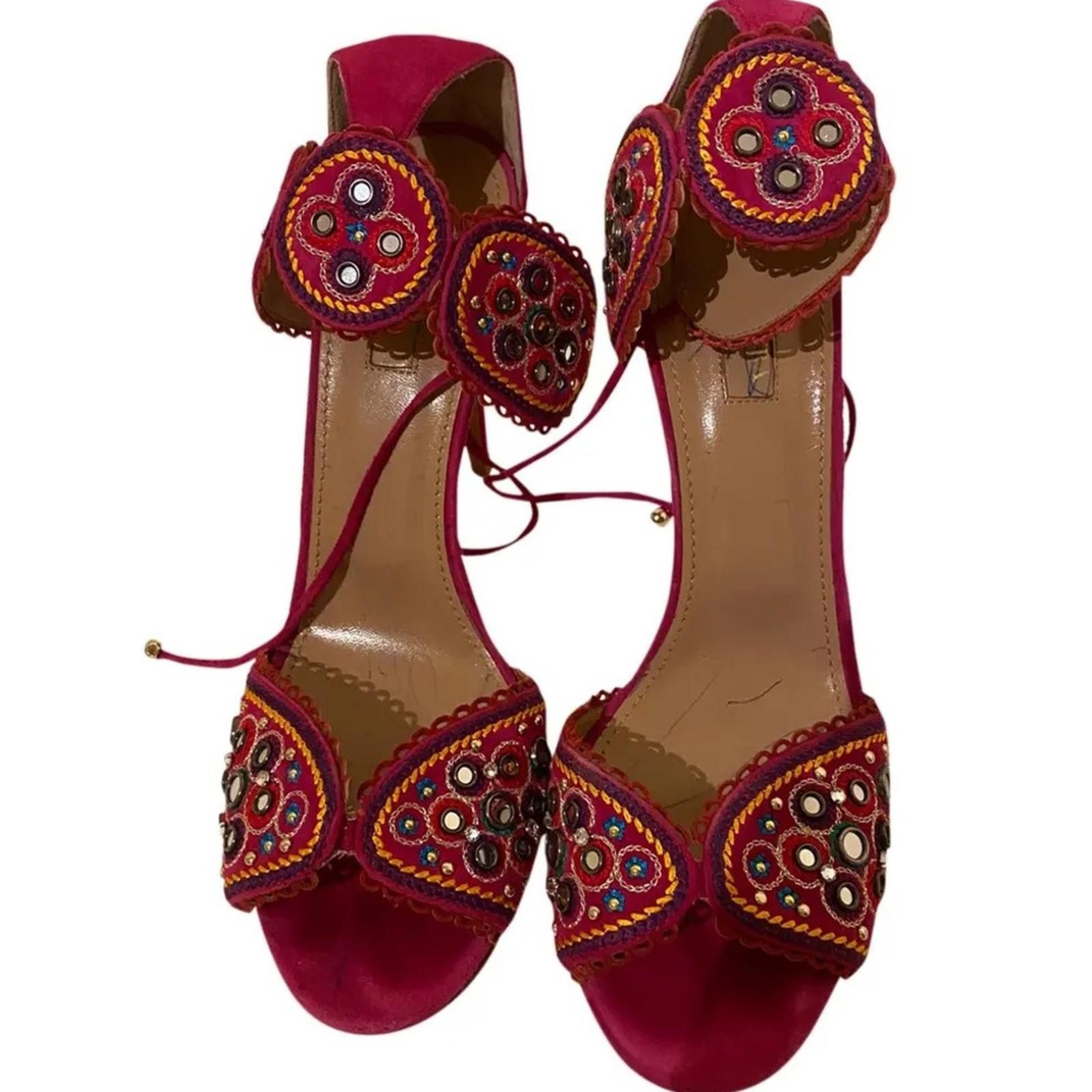 Other Aquazzura Jaipur Suede Ankle-strap Sandals In Azalea Pink Size US 8.5 / IT 38.5 - 2 Thumbnail