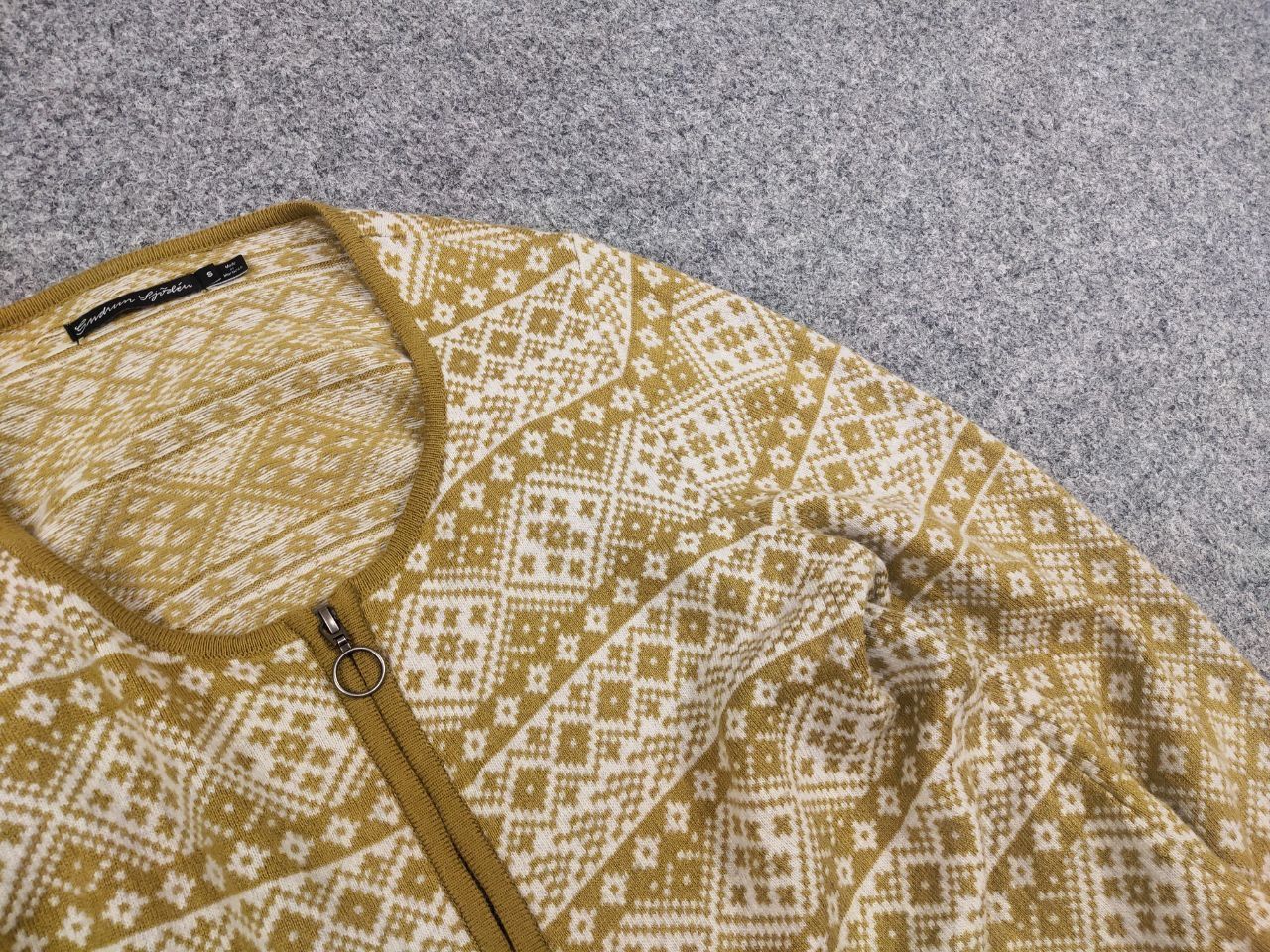 Gudrun Sjoden Gudrun Grenz zip Wool Blend Yellow pattern Seater cardigan Size S / US 4 / IT 40 - 7 Thumbnail