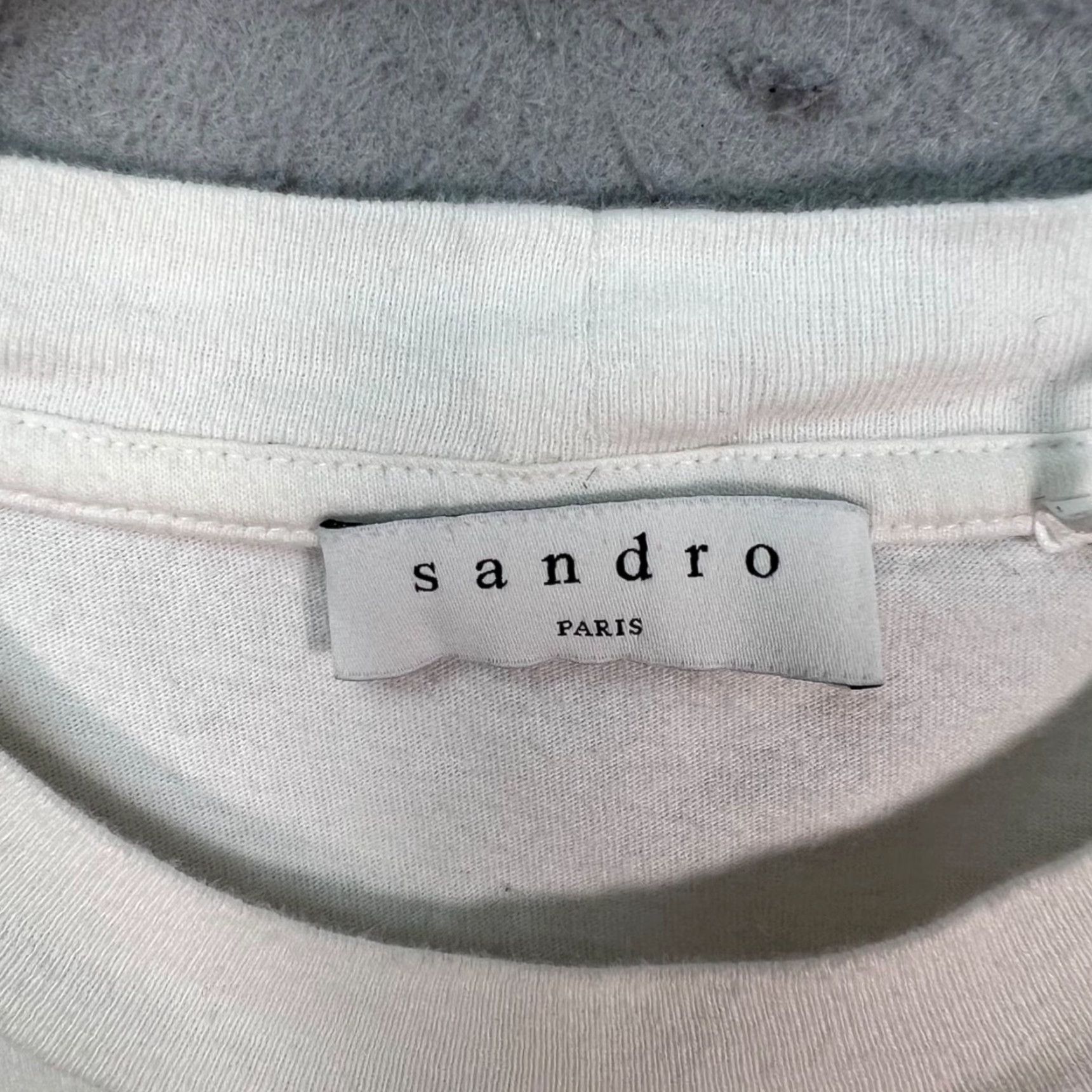 Sandro Sandro Shirt Womens M White "Hero" Graphic Pocket T-Shirt 100% Cotton Size M / US 6-8 / IT 42-44 - 3 Thumbnail