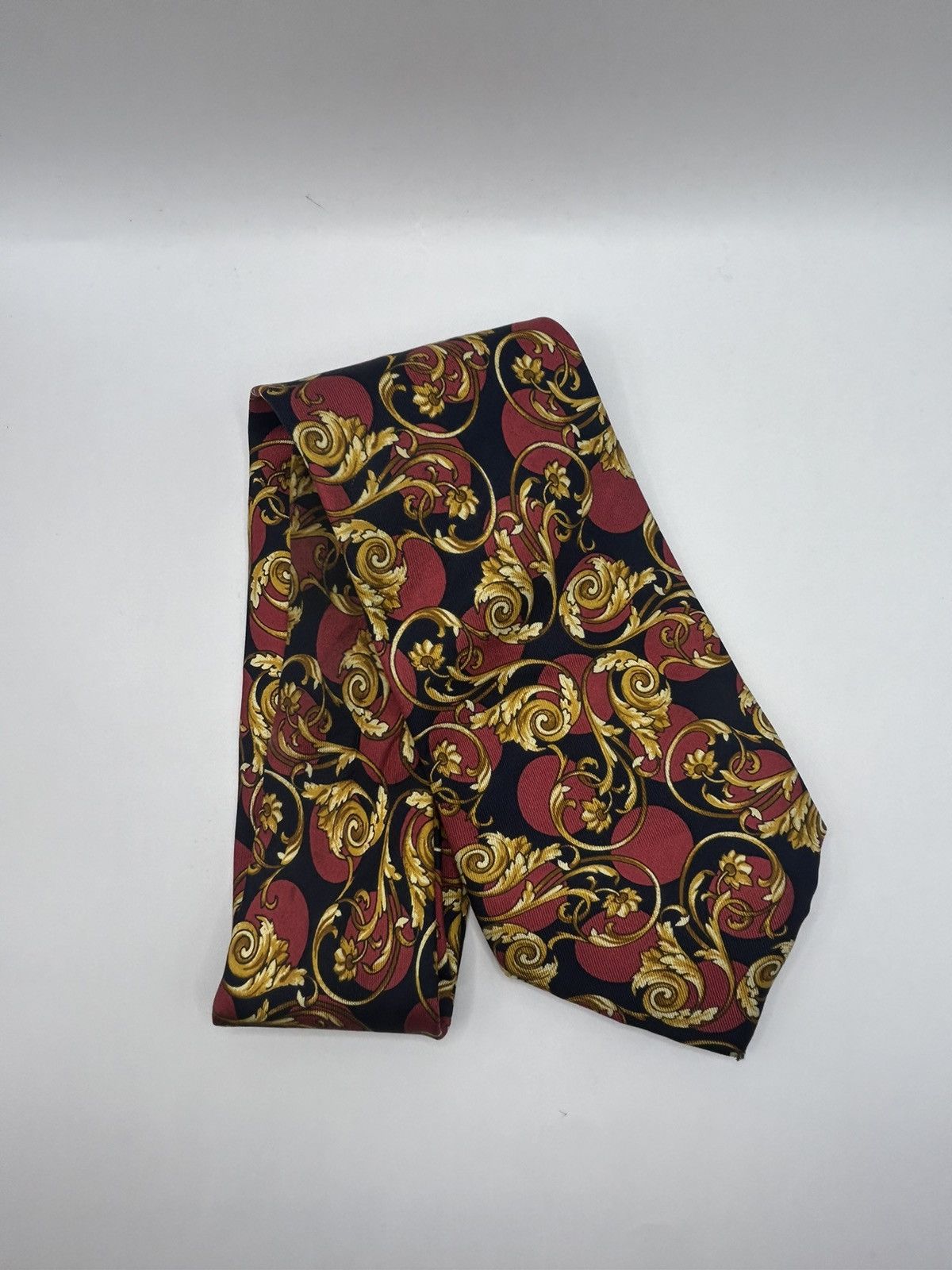 Christian Dior Monsieur Christian Dior Red & Gold Paisley Tie Size ONE SIZE - 5 Thumbnail