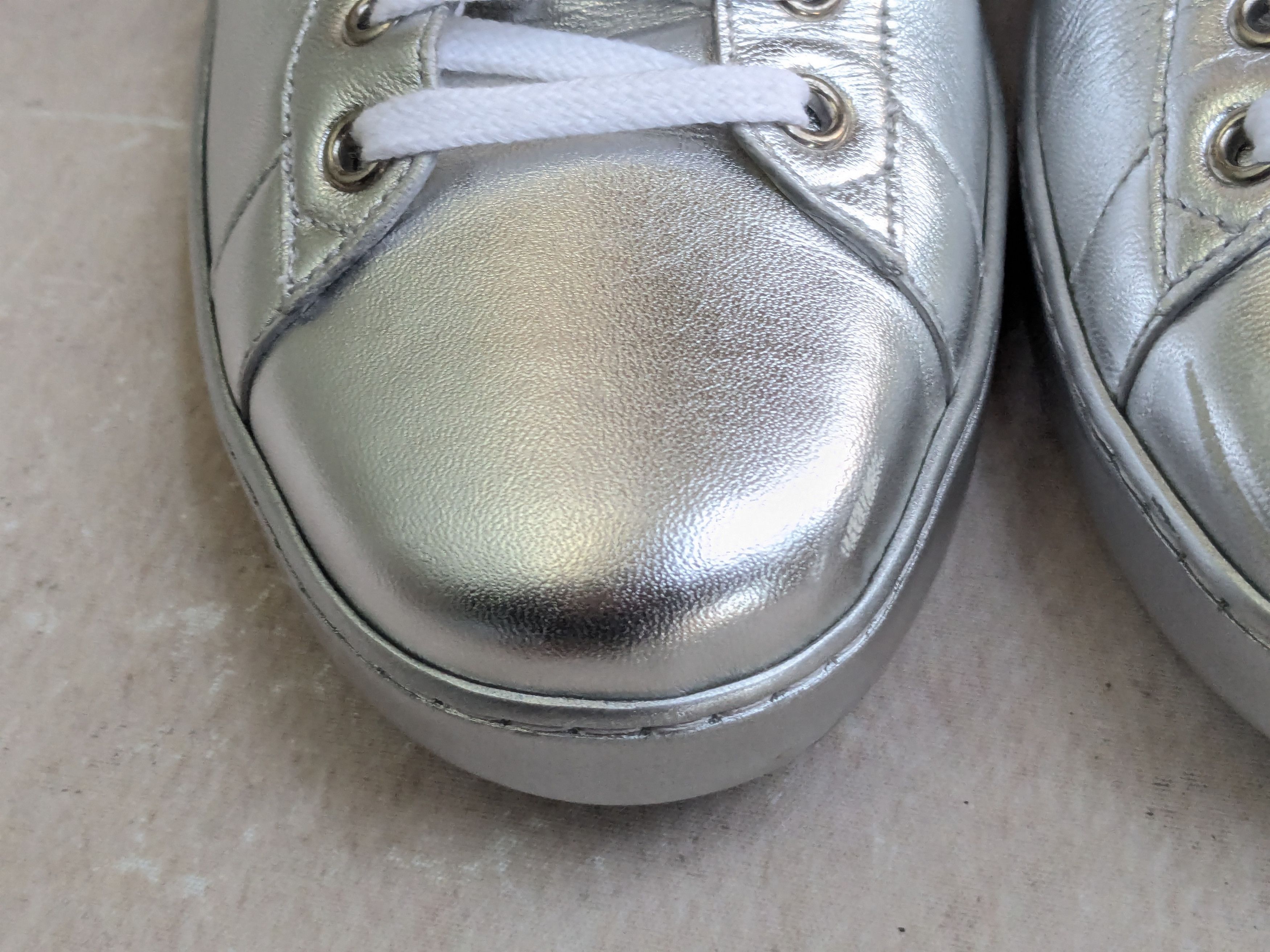 Gucci Gucci Ace Sneakers 8.5 Silver Leather Low Logo Size US 8.5 / EU 41-42 - 7 Thumbnail
