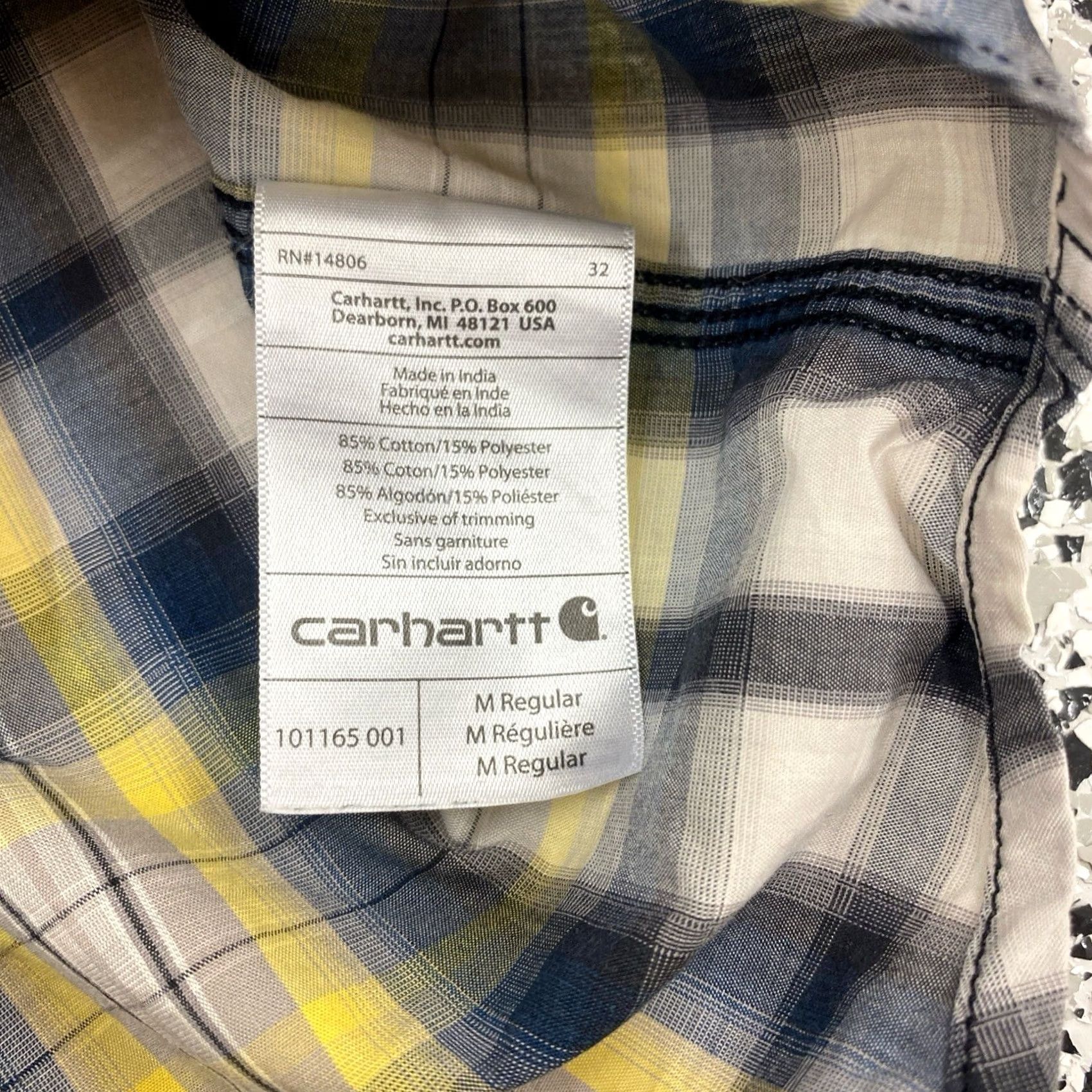 Carhartt VINTAGE Carhartt Shirt Mens Medium Plaid Pearl Snap Western Short-Sleeve Yellow Classic Outdoor Size US L / EU 52-54 / 3 - 4 Thumbnail