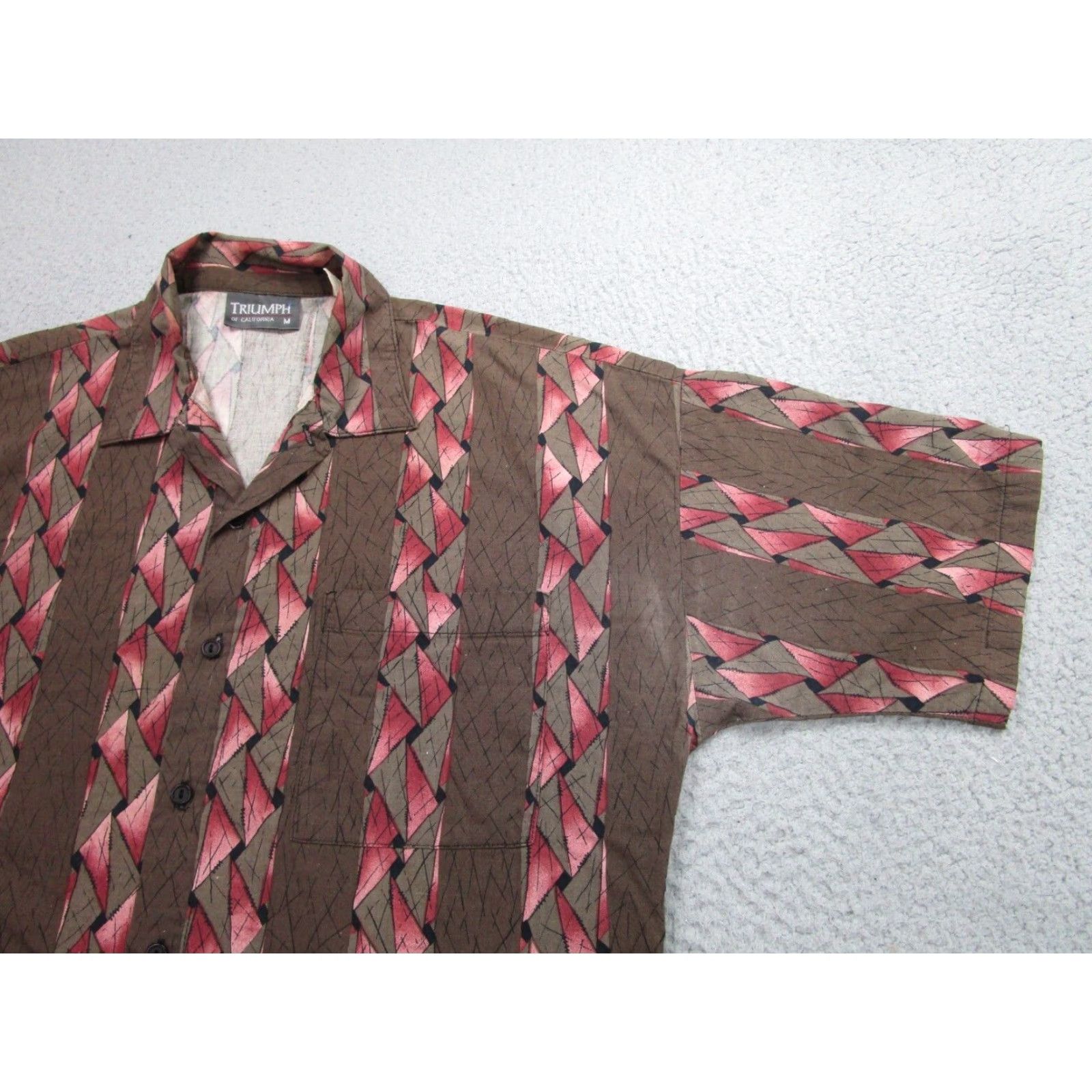 Vintage VINTAGE Triumph California Shirt Mens M Brown Red Argyle Diamond Rockabilly 90s Size US M / EU 48-50 / 2 - 2 Thumbnail