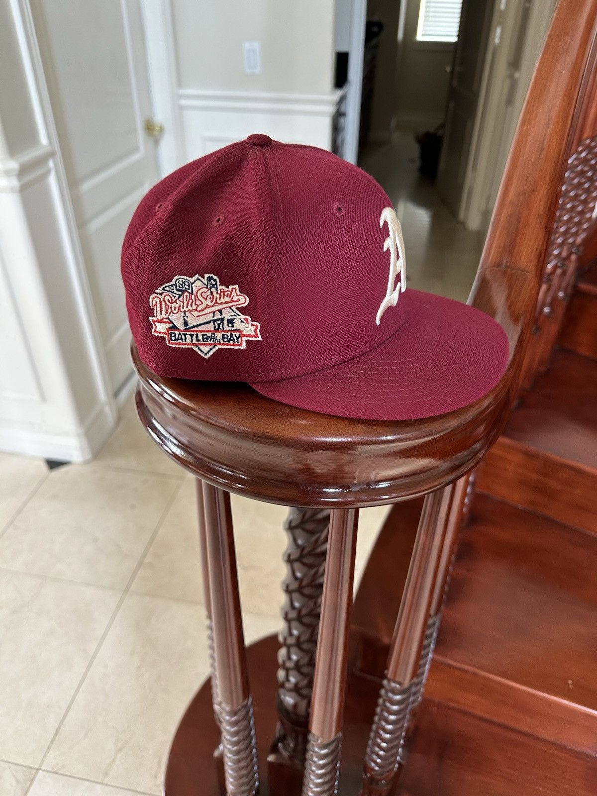 New Era Atlanta Braves Maroon Fitted Size 7 1/8 🐙 Size ONE SIZE - 2 Thumbnail