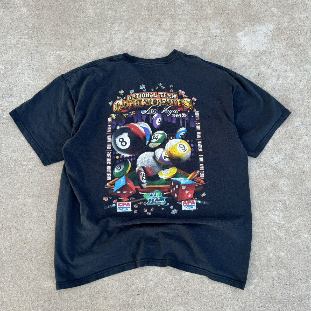 Stussy Vintage Y2K Black Pool 8 Ball Skater Graphic Tee Fits Boxy