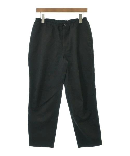 Cropped Pants Wool Rubber Waist Plain Zip Fly Black