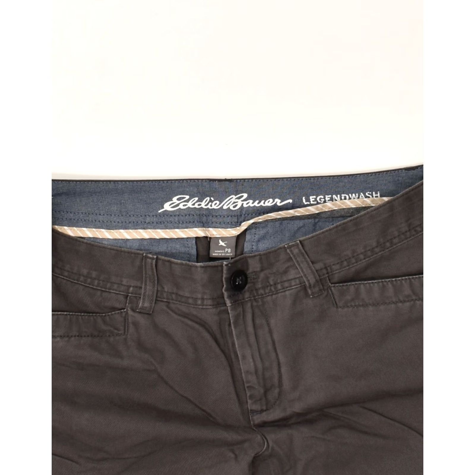 Eddie Bauer EDDIE BAUER Womens Grey Cotton Straight Capri Trousers US 8 Medium W32 L21 Size 32" / US 10 / IT 46 - 3 Thumbnail
