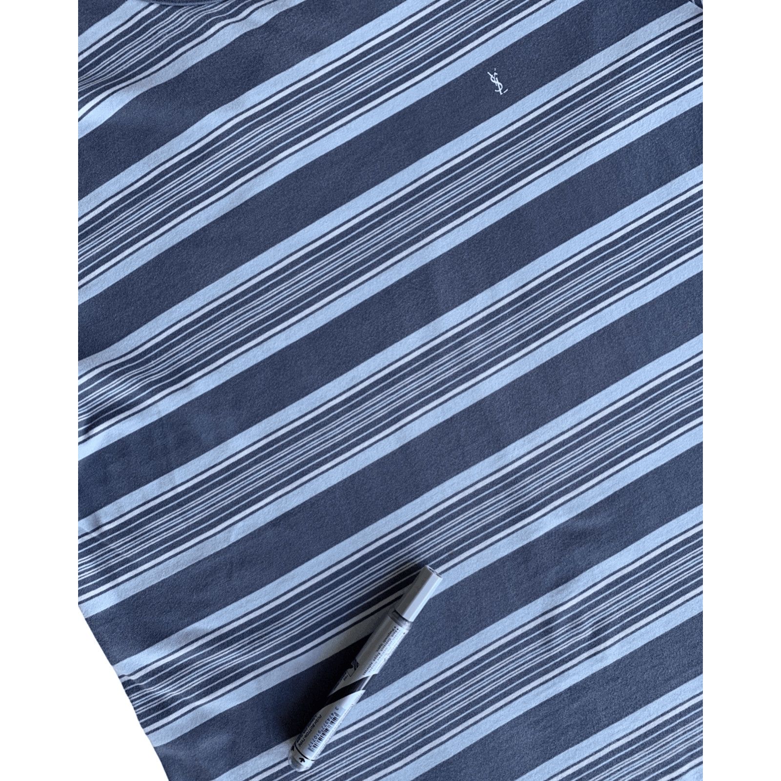 Vintage × Yves Saint Laurent YSL Logo Striped T-Shirt Size US L / EU 52-54 / 3 - 4 Thumbnail