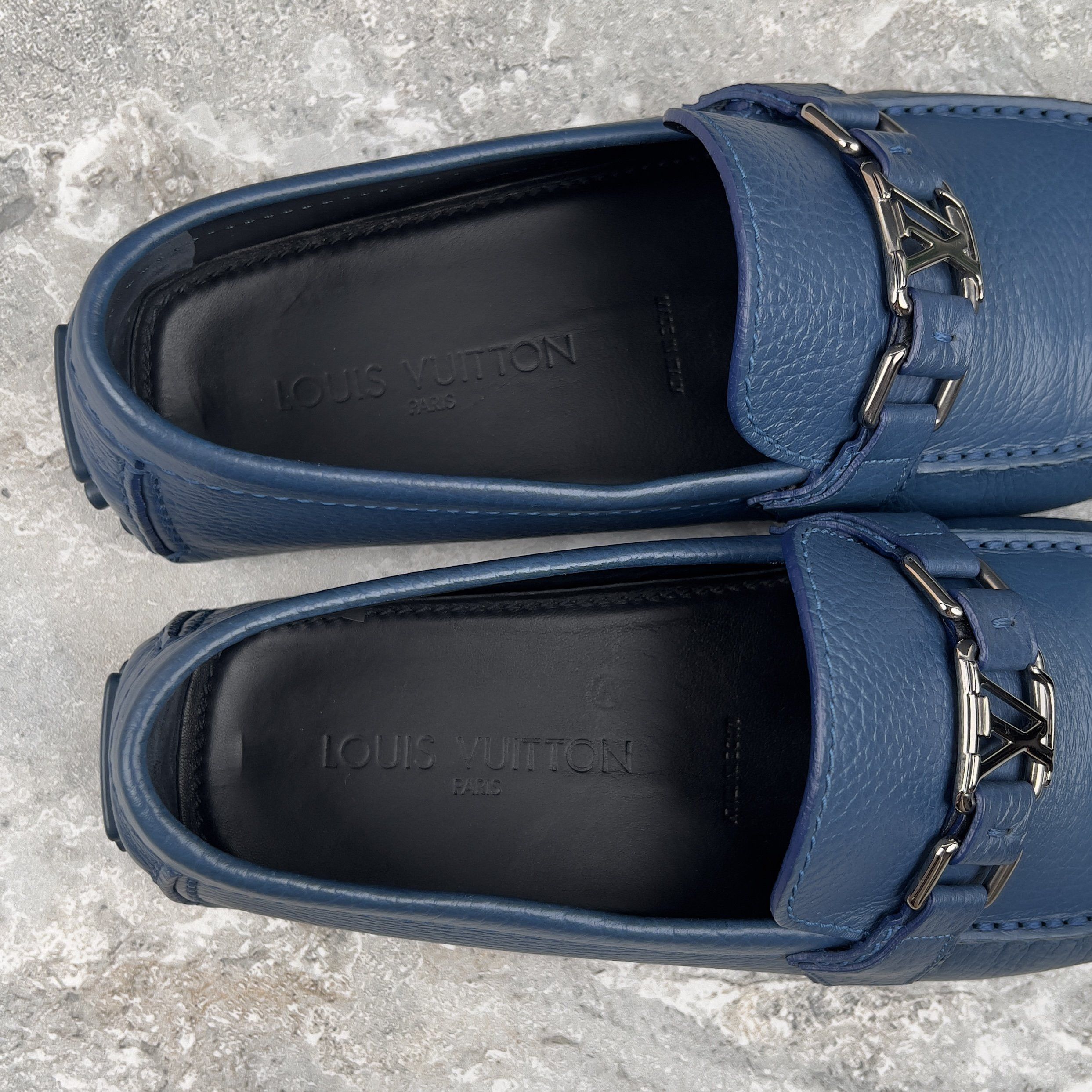 Louis Vuitton Hockenheim Moccasins Blue Grained Leather Size US 9.5 / EU 42-43 - 9 Thumbnail
