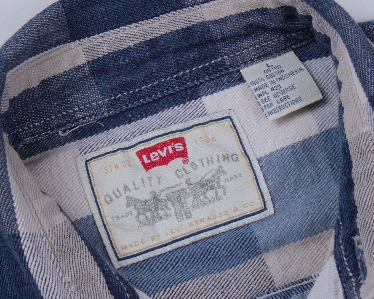 Levi's × Vintage LEVIS Vintage Authentic Plaid Metal Button Silver Tab Shirt Size US L / EU 52-54 / 3 - 13 Thumbnail