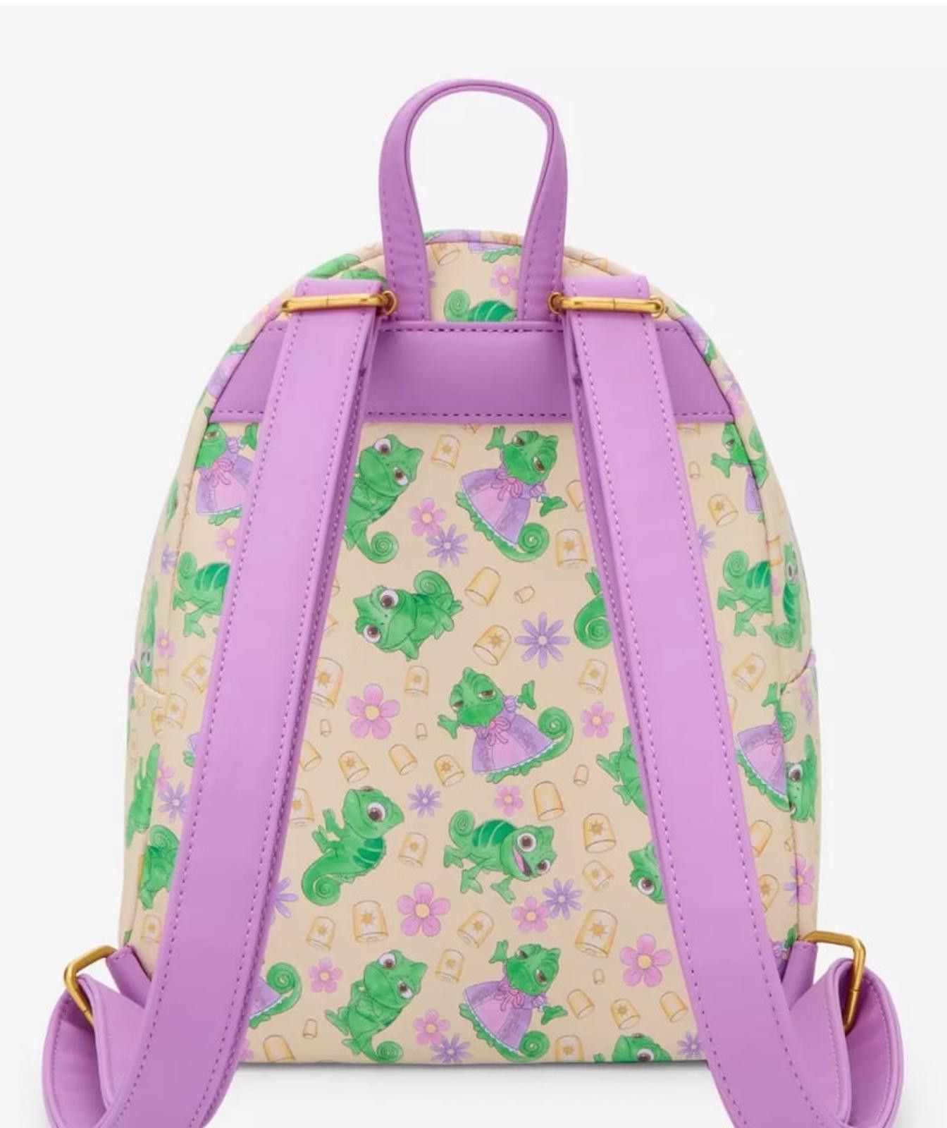 Loungefly Disney Tangled Pascal Dress AOP Mini Backpack NWT display picture 1