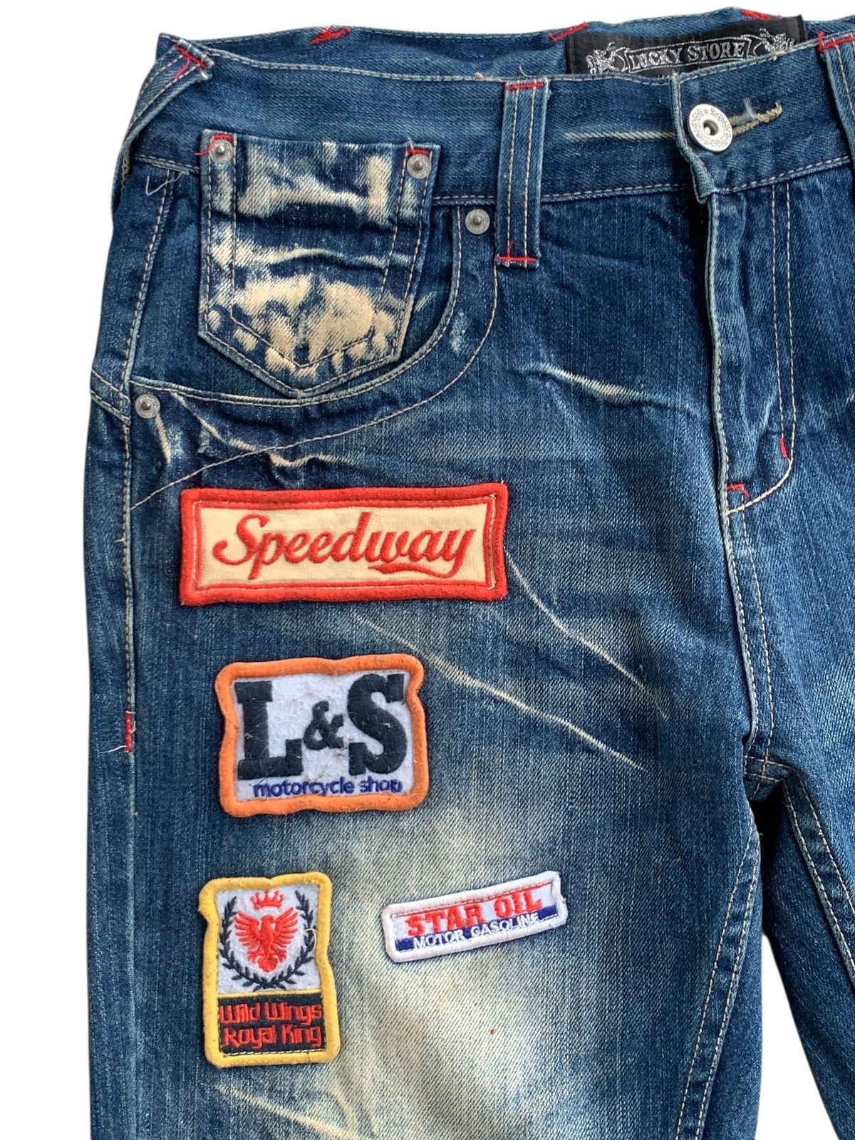 If Six Was Nine Vintage Lucky Store Patches Avant Garde Jeans 🇯🇵 Size US 34 / EU 50 - 7 Thumbnail