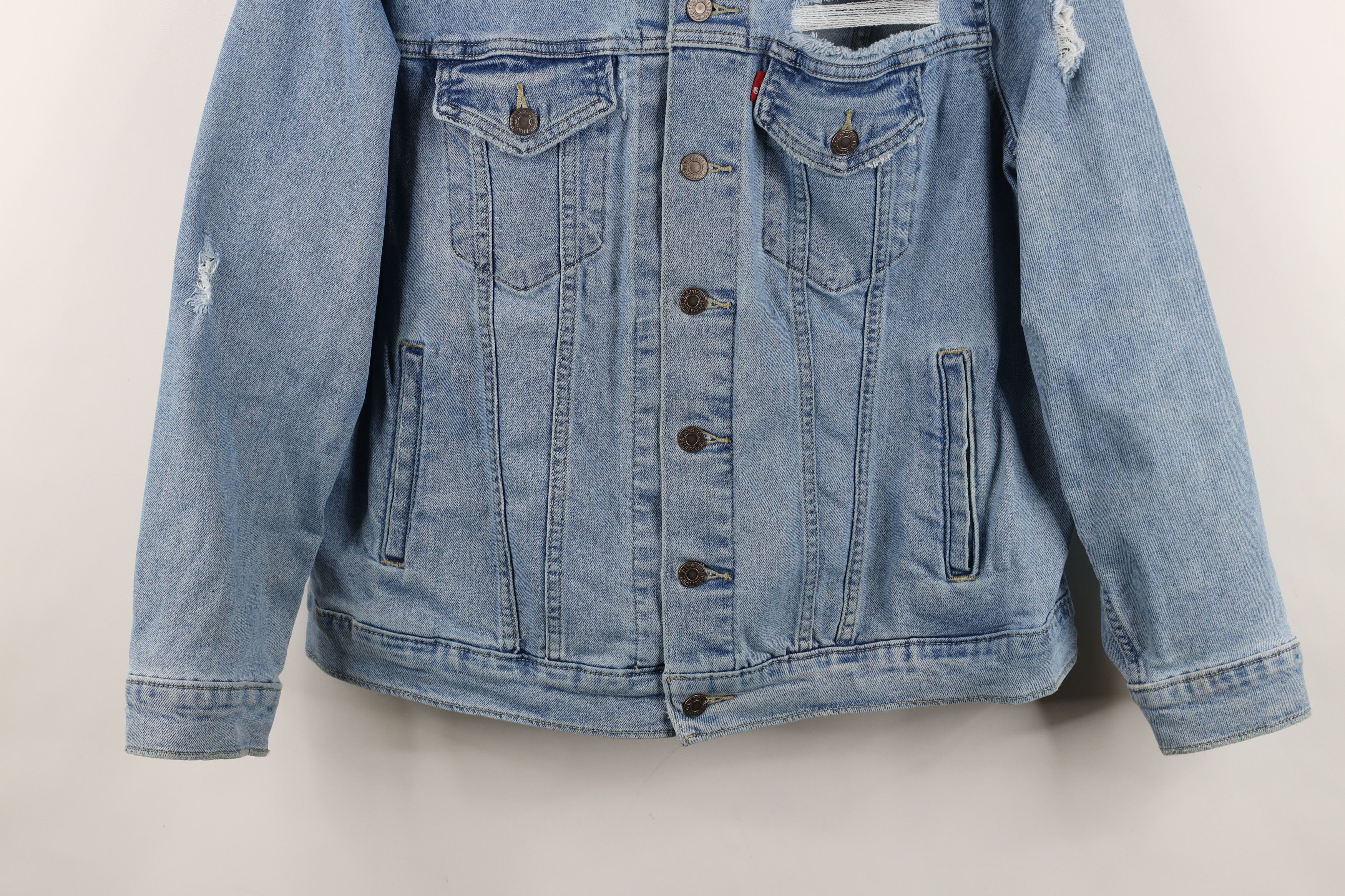 Levi's Vintage Y2K Levis Stretch Denim Jean Trucker Jacket Blue Size XL / US 12-14 / IT 48-50 - 3 Thumbnail