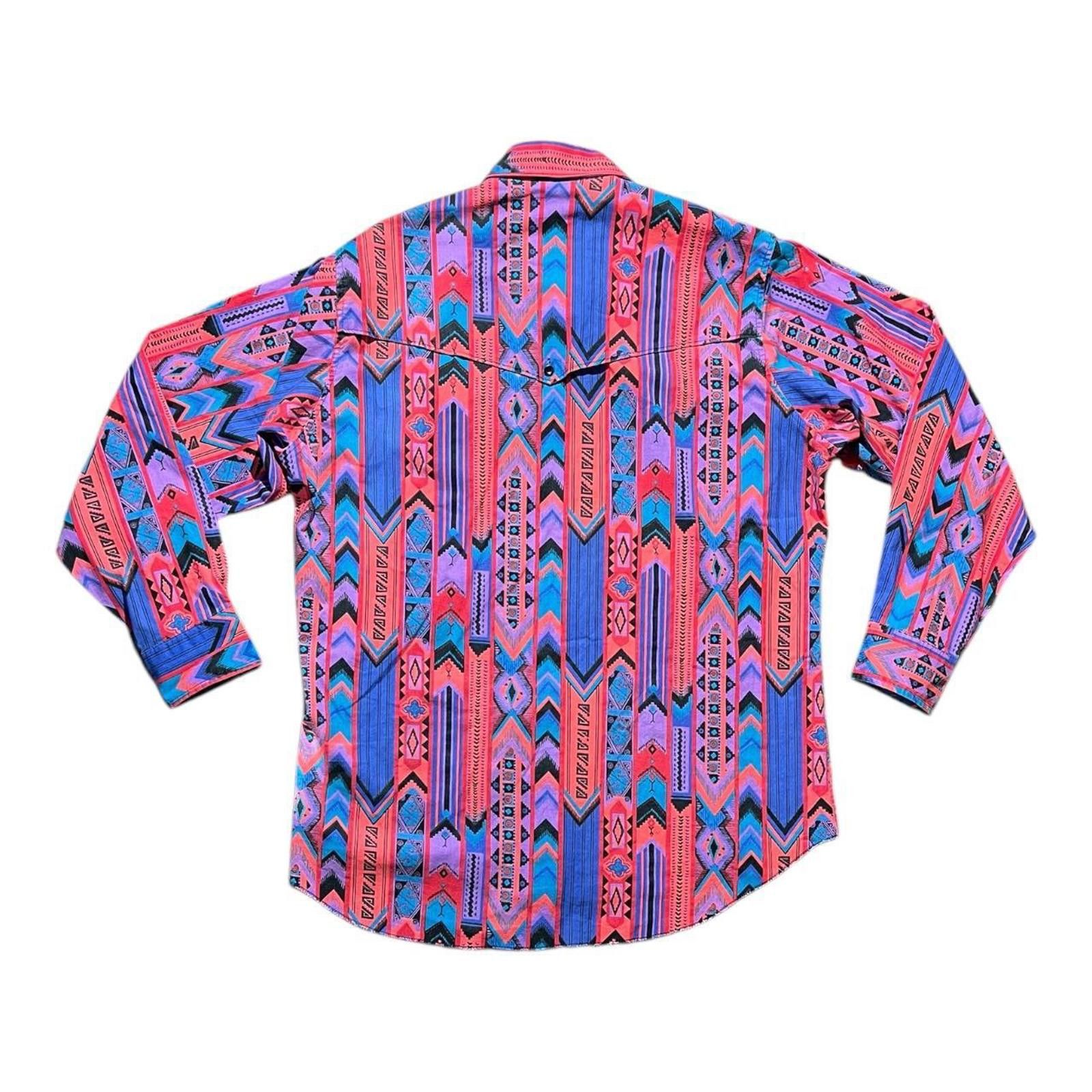 Wrangler Vintage 80s Wrangle Cowboy Western Button Up Bar Rat Hippy Size US XL / EU 56 / 4 - 2 Thumbnail