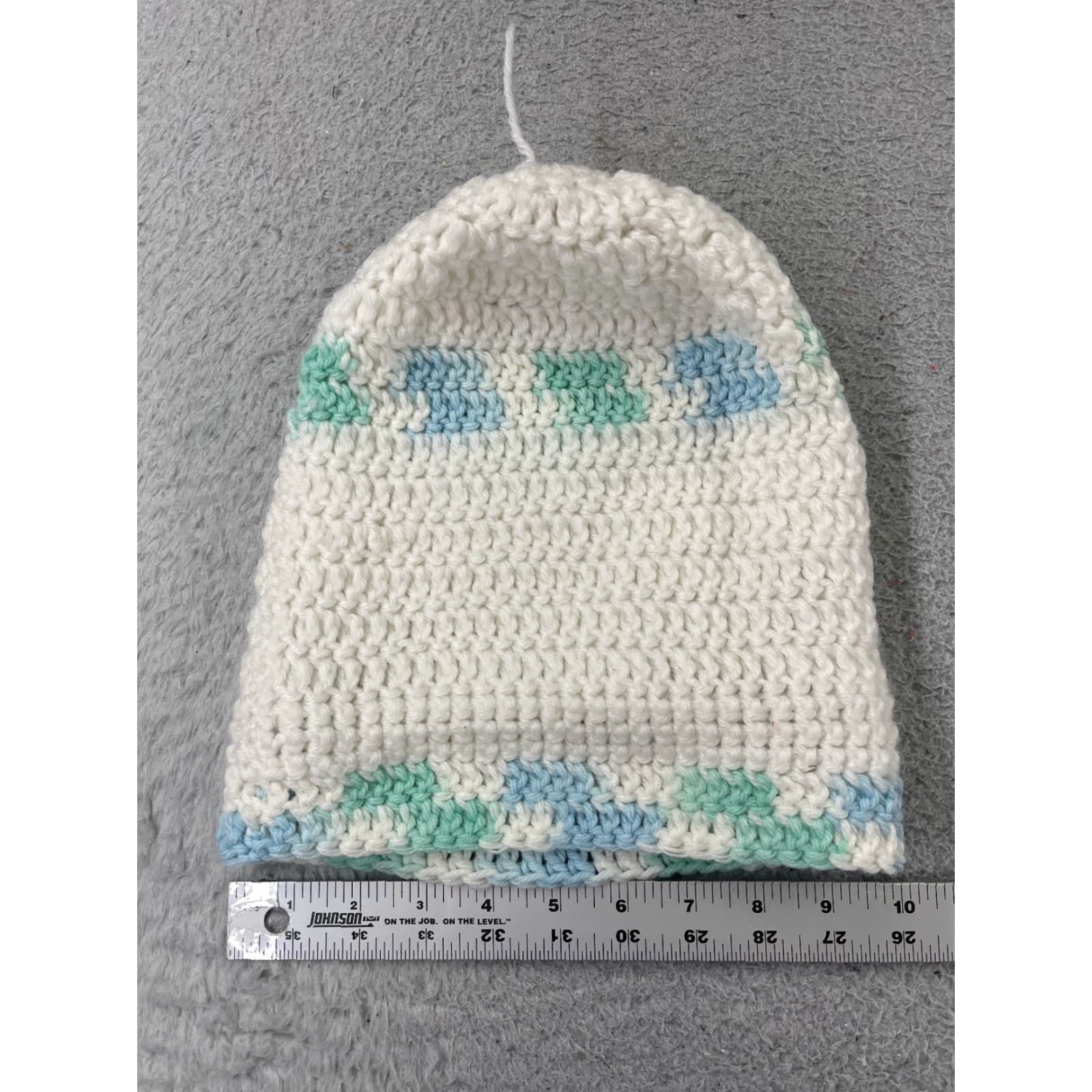 Vintage Handmade Beanie Toque One Size White Blue Crochet Knit Acrylic Blend Womens Size ONE SIZE - 4 Thumbnail