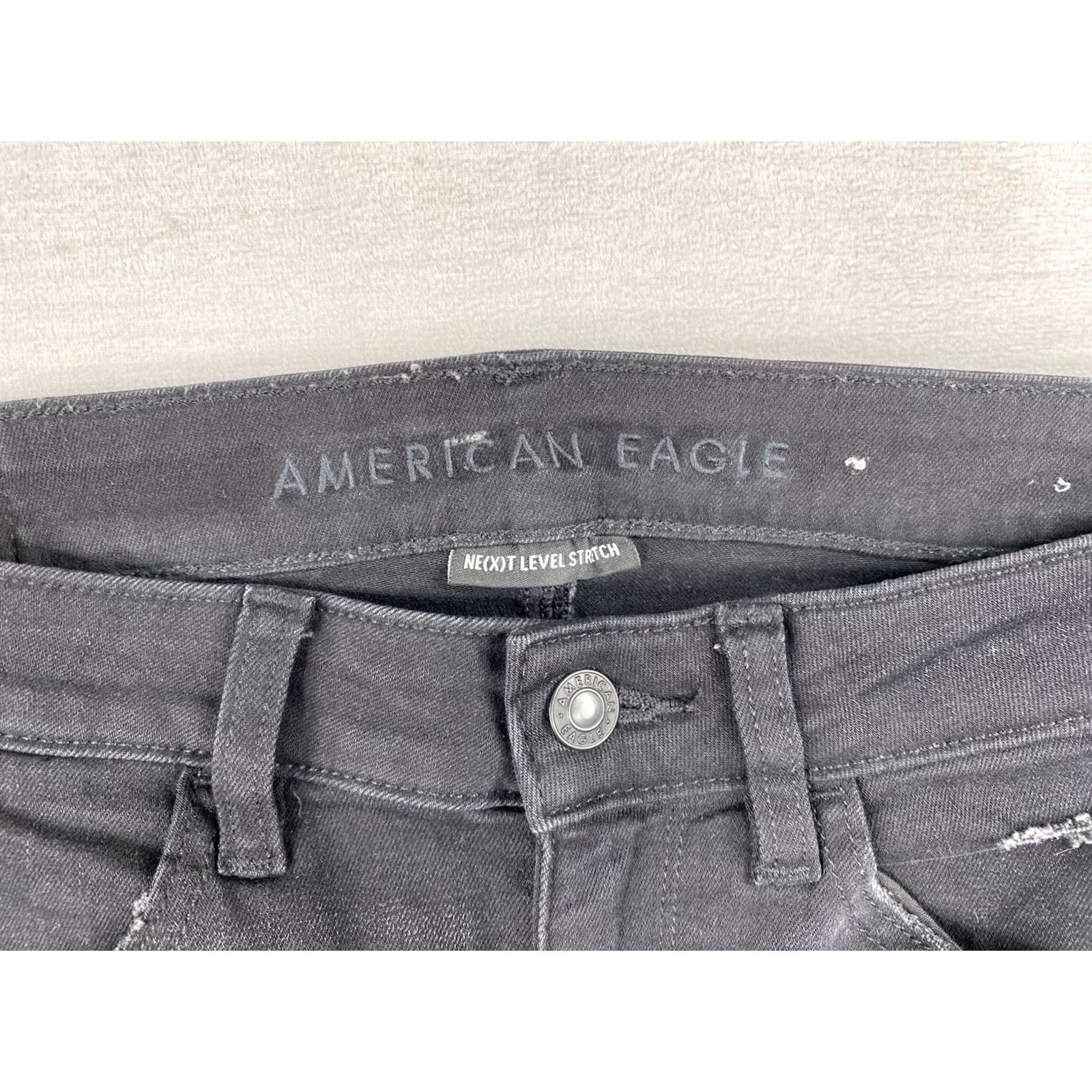 American Eagle Outfitters American Eagle Outfitters Jeans Womens 6P Black High Rise Jegging Slim 5-Pocket Distressed Denim Jeans Womens Size 28" / US 6 / IT 42 - 3 Thumbnail