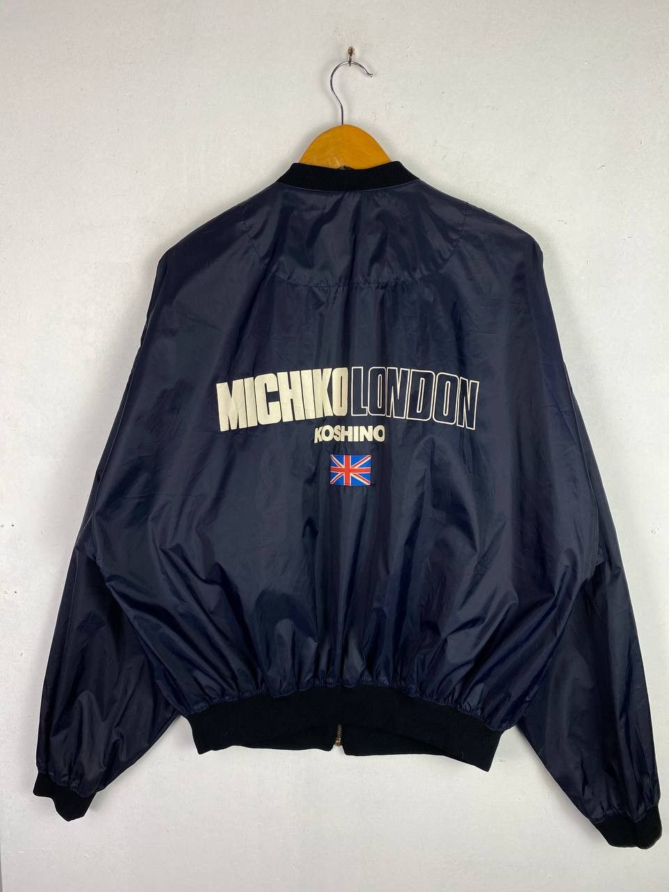 image of Archival Clothing x Avant Garde Michiko Koshino London Light Bomber Jacket Nice Design in Navy Blue