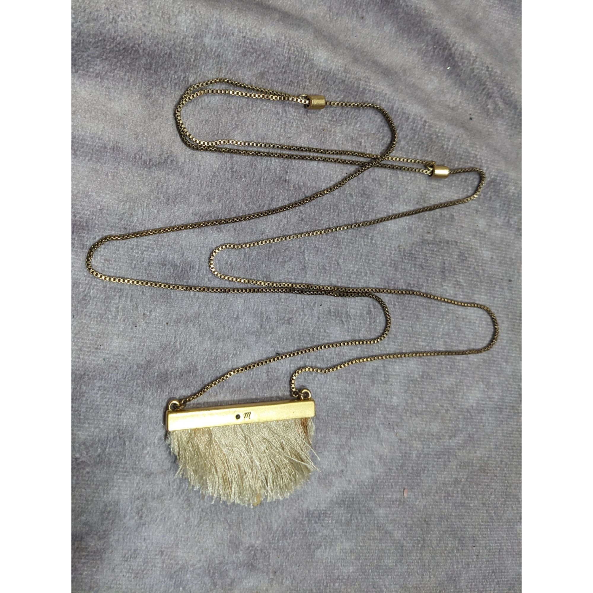 Madewell Madewell Dreamkeeper Cream And Gold Tone Fringe Pendant Neck Size ONE SIZE - 7 Thumbnail