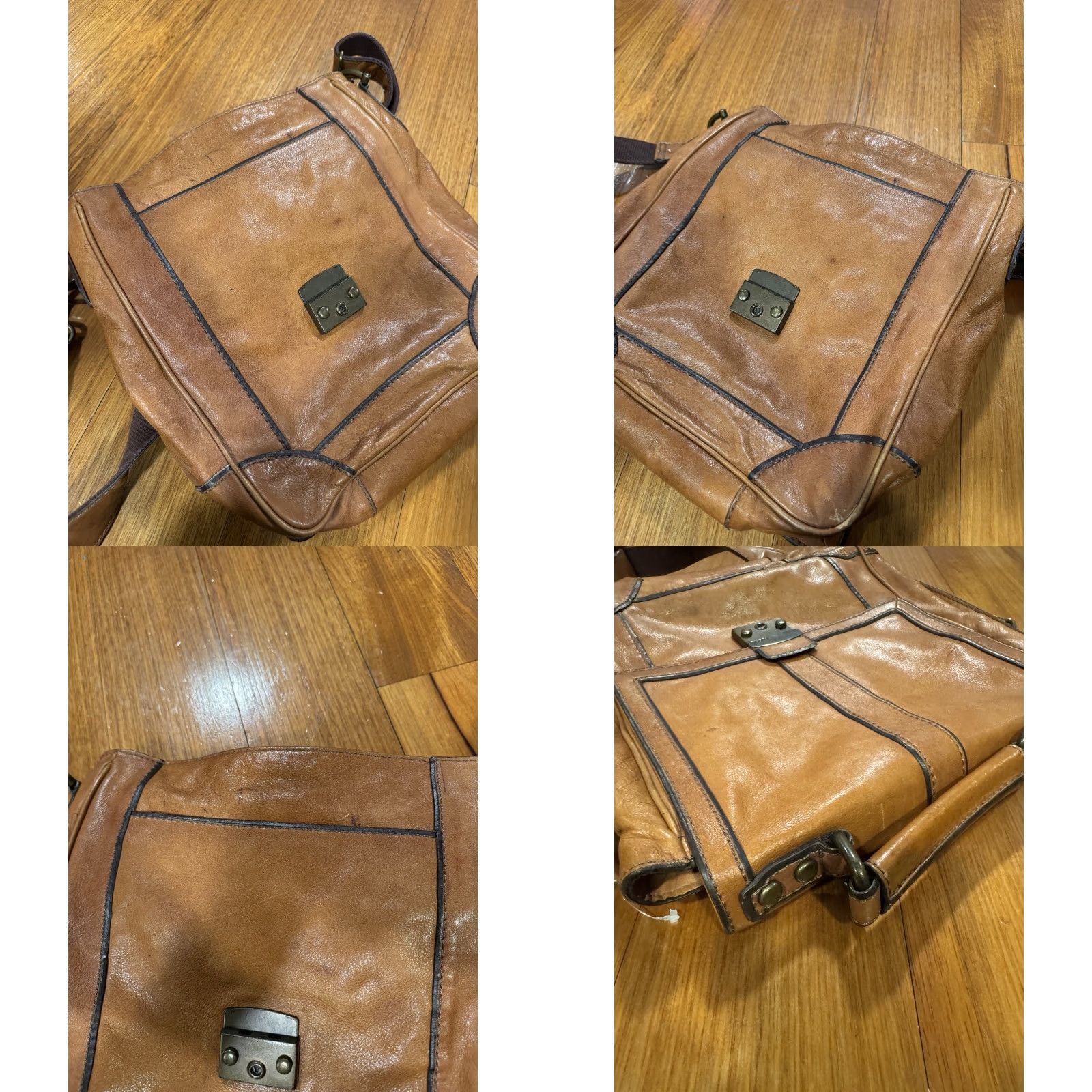 Fossil VINTAGE Fossil Estate Leather Messenger Bag North South City Bag Cognac Brown Messenger Bag Men/Women Unisex Adults Large Brown Leather Vintage Size ONE SIZE - 10 Thumbnail