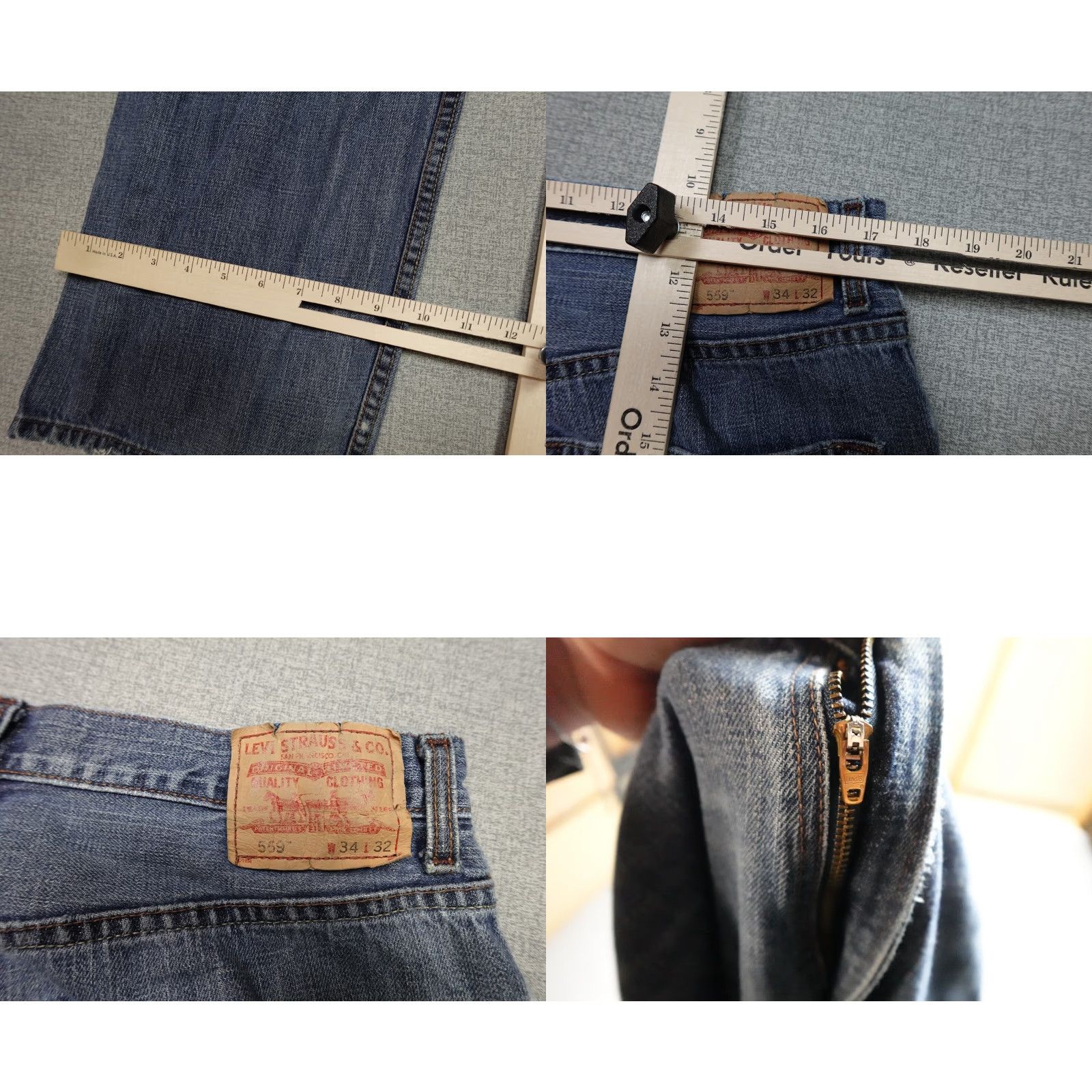 Levi's Levi's 559 Jeans Mens 34x32 Blue Relaxed Straight Dark Wash Denim Cotton Size US 34 / EU 50 - 8 Thumbnail