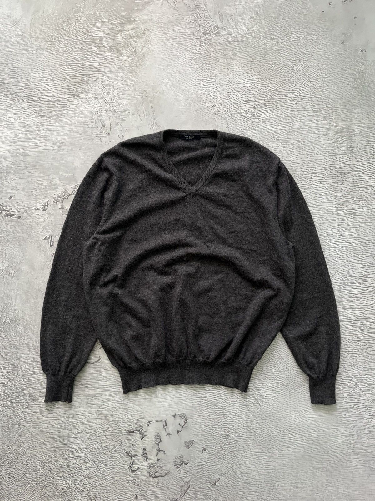 Gran Sasso Vintage Gran Sasso Wool V-Neck Sweater Gray Size US L / EU 52-54 / 3 - 2 Thumbnail
