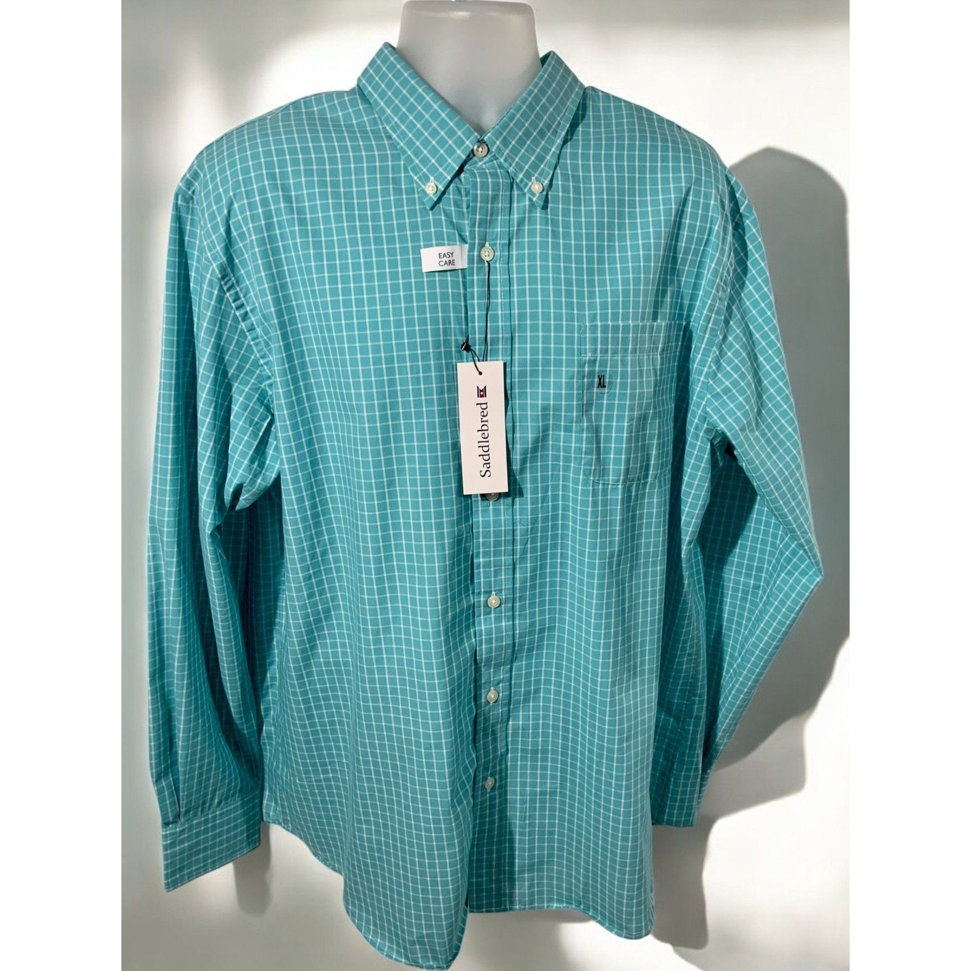 Saddlebred Saddlebred Classic Fit Turquoise Checkered Shirt NEW XL Size US XL / EU 56 / 4 - 9 Thumbnail