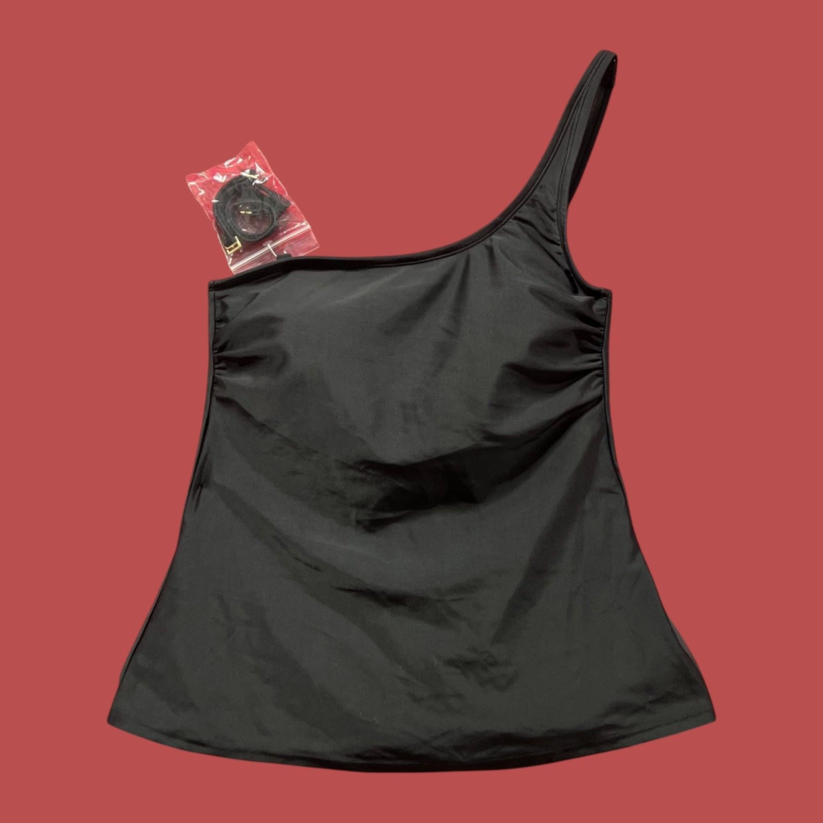 Other Shade & Shore - Women's One Shoulder Tankini Top - Black - M Size ONE SIZE - 1 Thumbnail