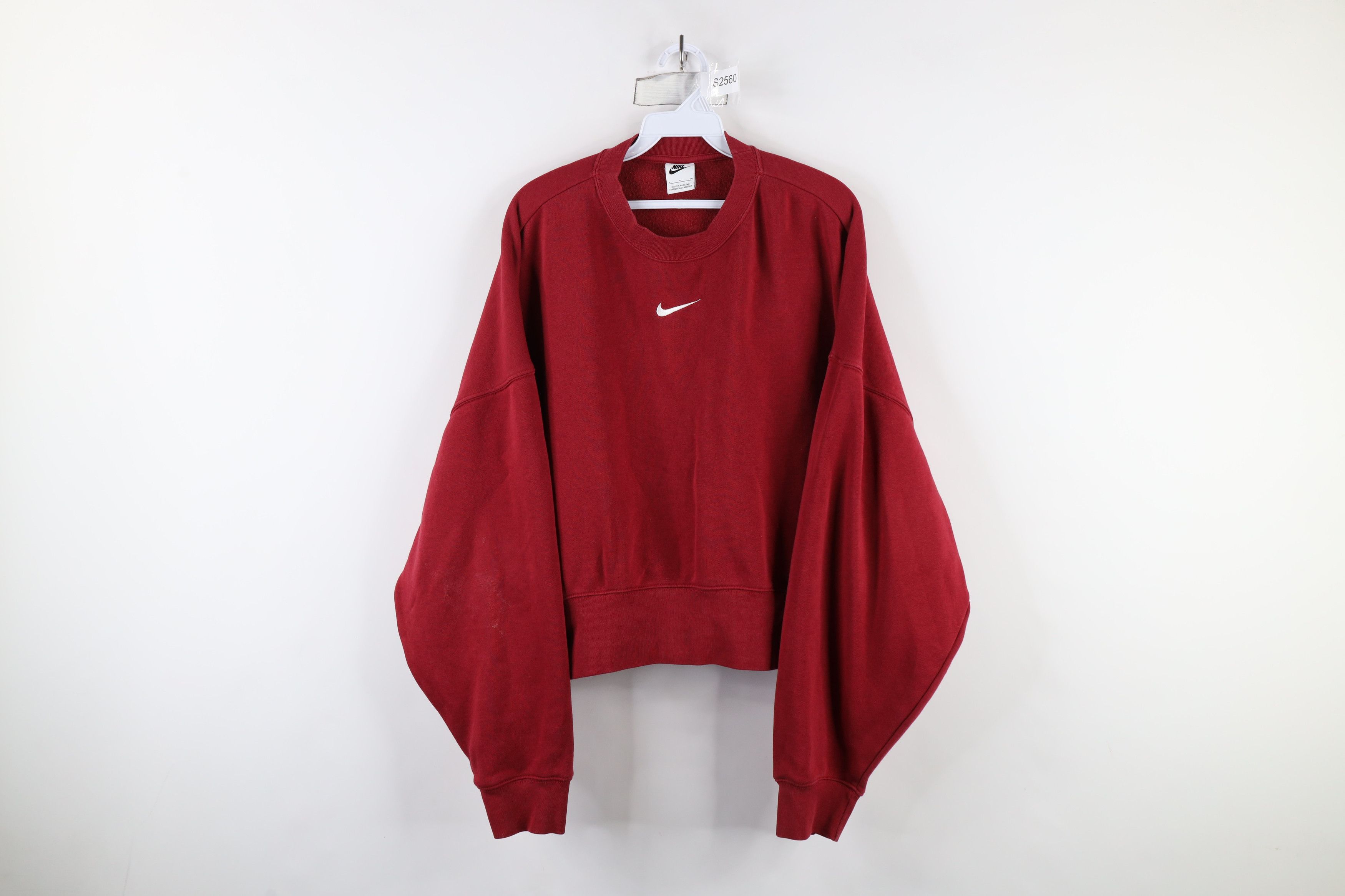 Nike × Vintage Vintage Nike Center Swoosh Boxy Oversized Cropped Sweatshirt Size S / US 4 / IT 40 - 1 Thumbnail