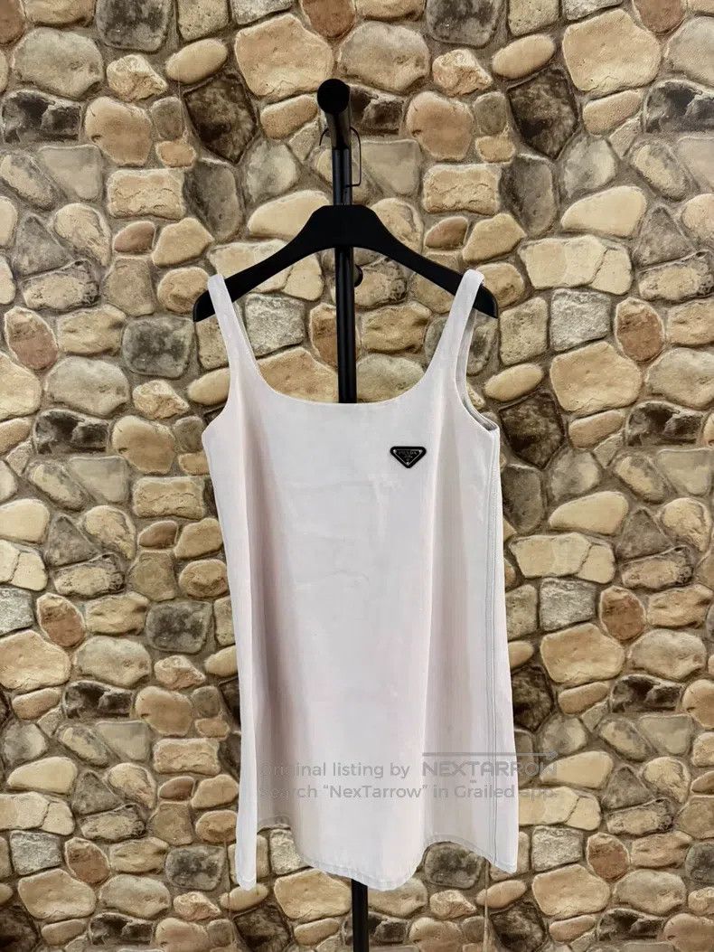 Prada Prada Light pink denim triangle strap dress Size XXS / US 00 / IT 34 - 1 Thumbnail
