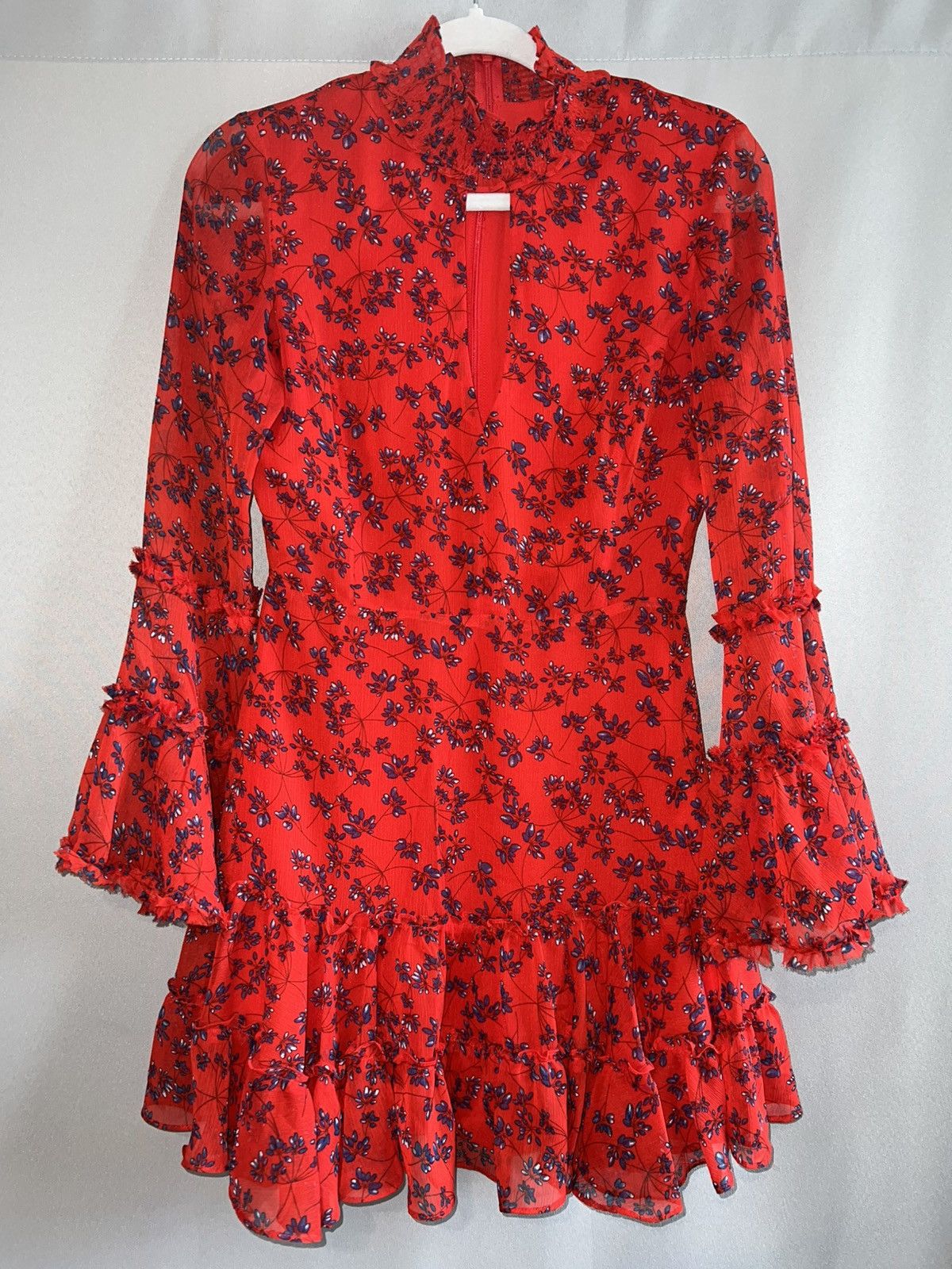 Other Bardot Red Floral Ruffle Mini Dress US 4 XS Size S / US 4 / IT 40 - 1 Thumbnail