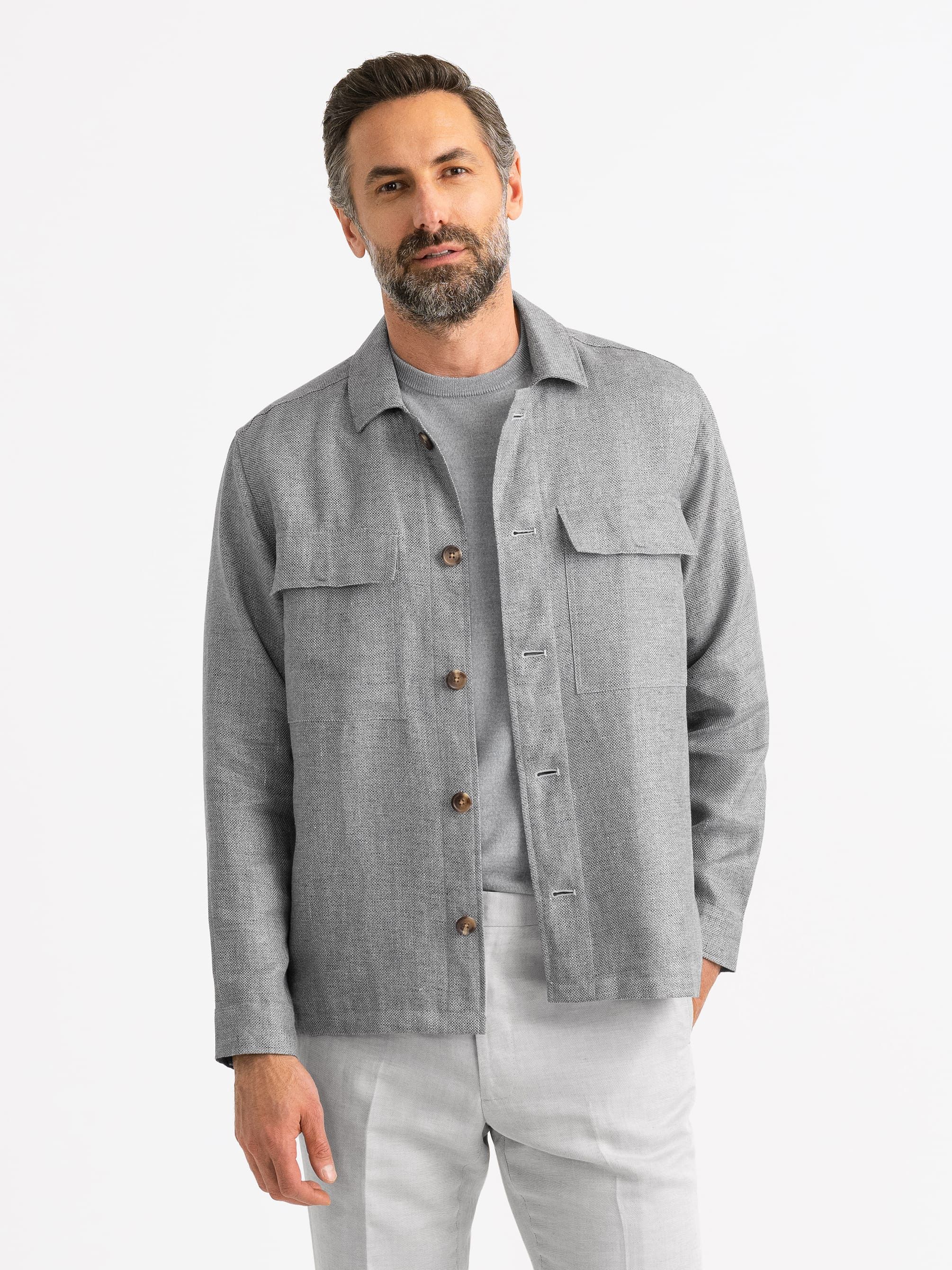 Proper Cloth Hopsack Linen-Lyocell Shirt Jacket Size US L / EU 52-54 / 3 - 2 Thumbnail