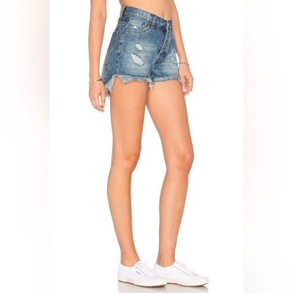 One Teaspoon One Teaspoon Women's High Waist Bonita's denim Jean Shorts Size 25" / US 0 / IT 36 - 9 Thumbnail